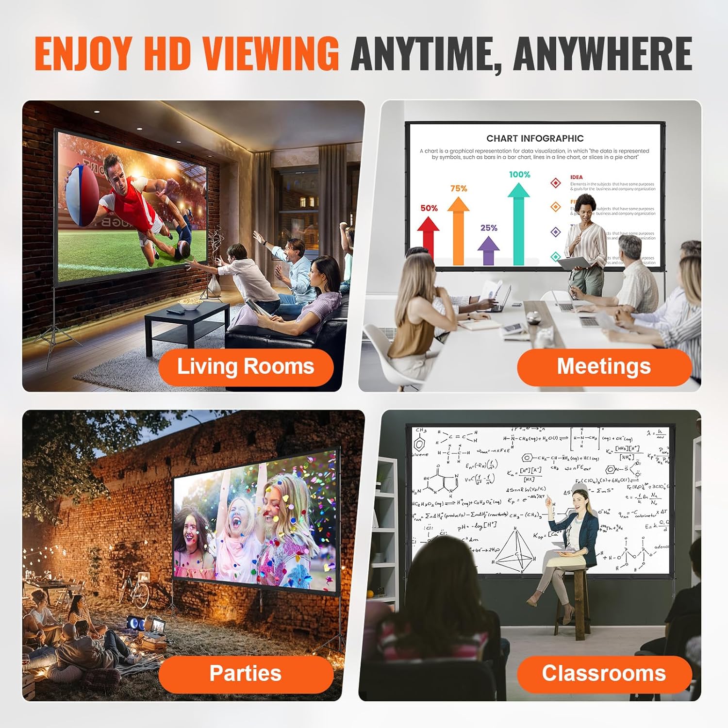 Vevor Supporto con Schermo Proiezione Manuale 150" 16:9 - immagine 6