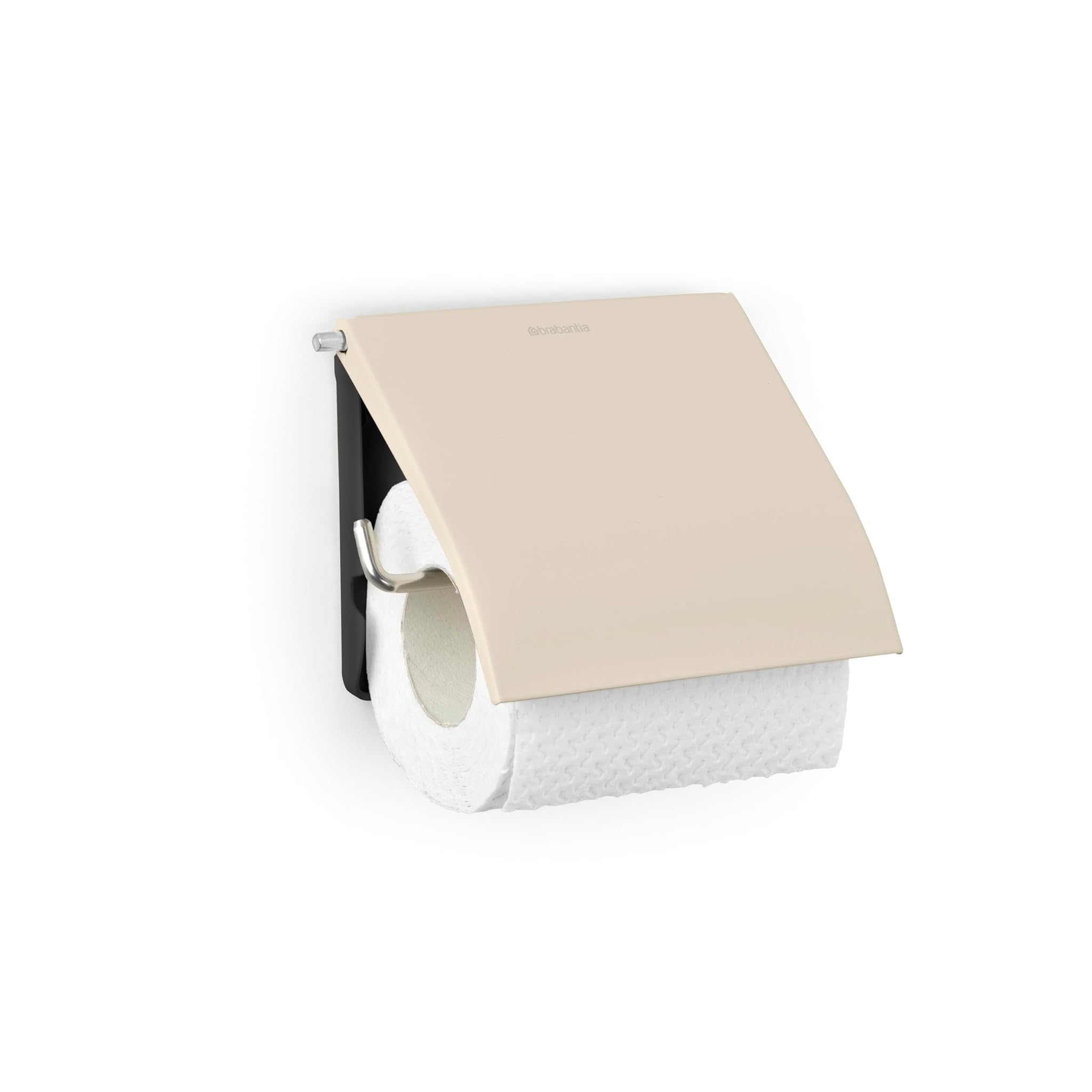 Brabantia - ReNew Porta Rotolo da Toilette - Adatto a Tutti i Rotoli di Carta Igienica - Resistente alla Corrosione - Materiale di Fissaggio Incluso - Soft Beige - 17 x 13,2 x 12,3 cm