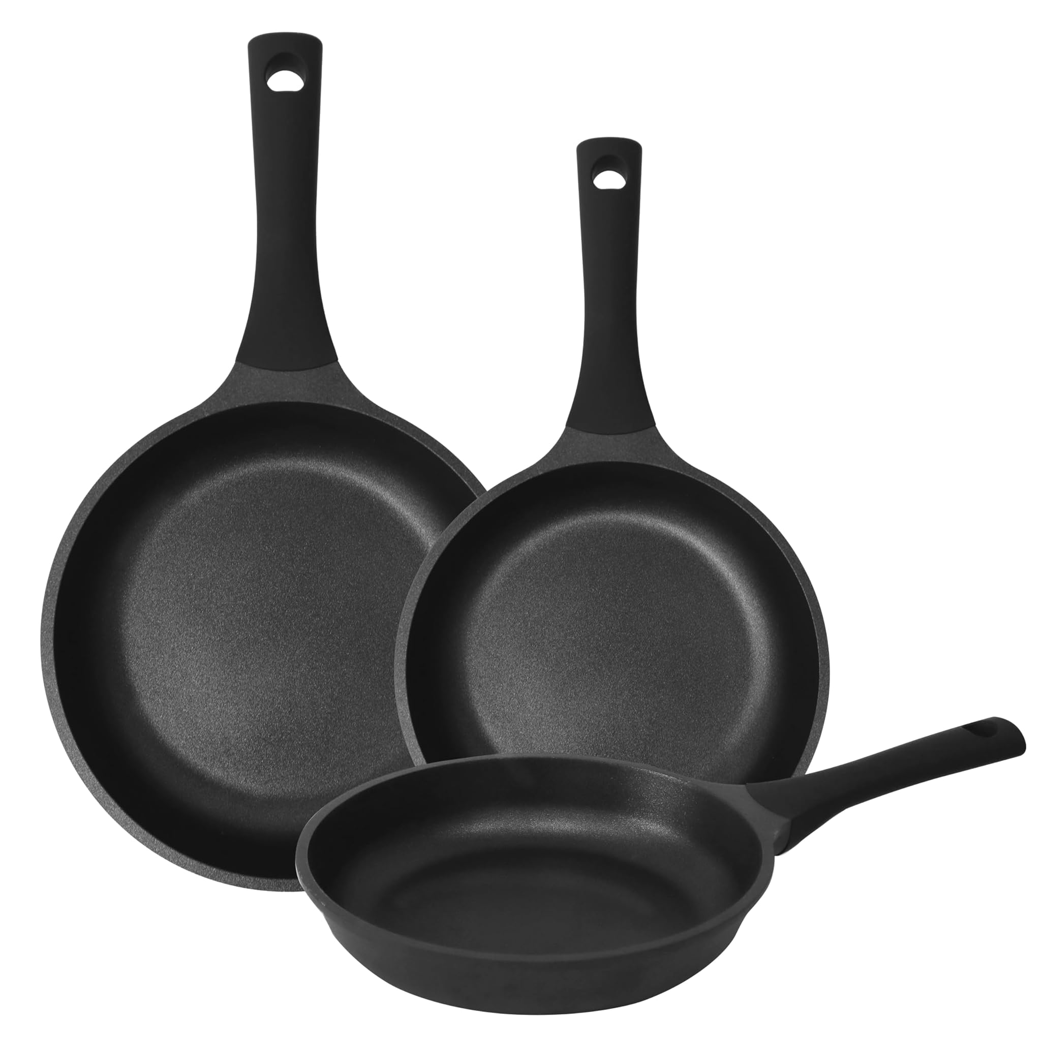 Pintinox Tris Padelle EVO Antiaderenti 20-24-28 cm, Nero