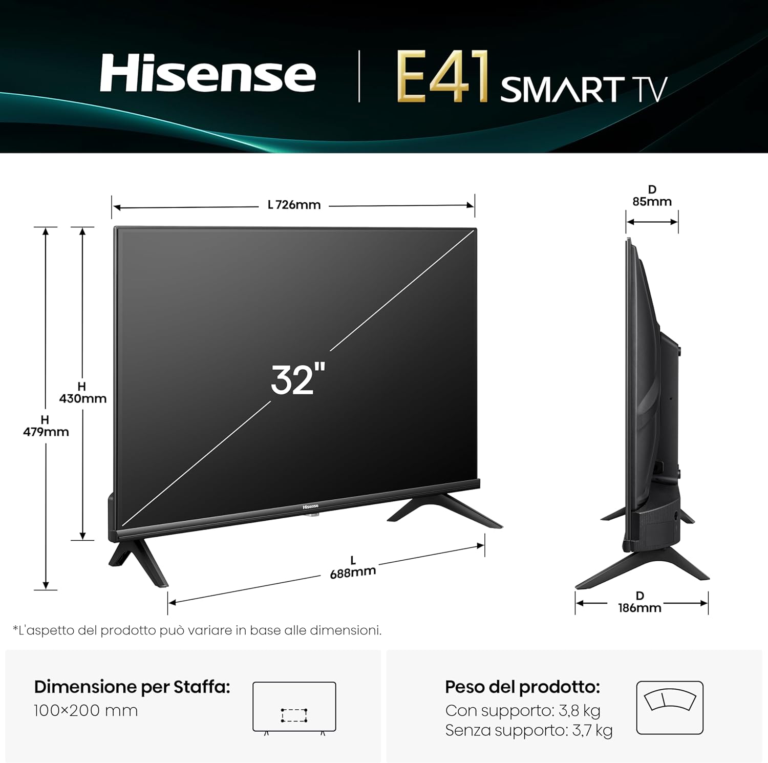 Hisense TV 32" HD Ready 2025 32E41QT - immagine 2