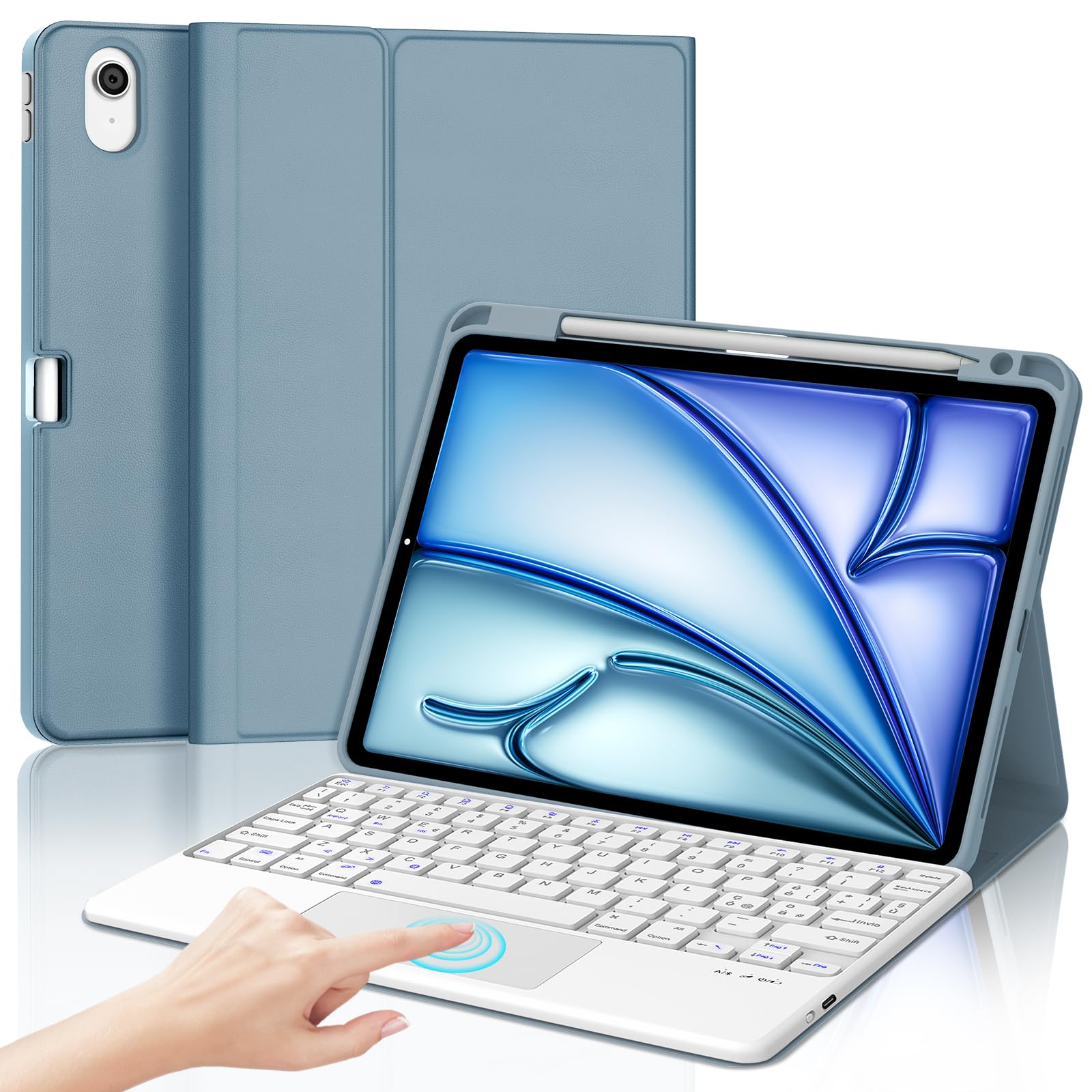 Iveoppe Tastiera iPad Air 11 con Touchpad, Blu Nebbioso