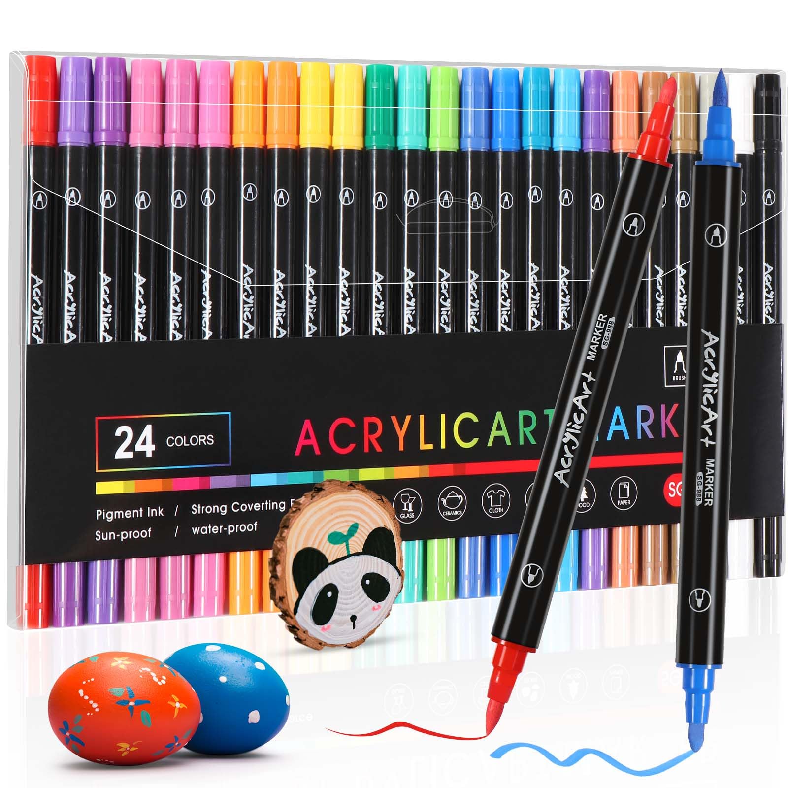 Diboniur 24 Colori Pennarelli Acrilici Doppia Punta