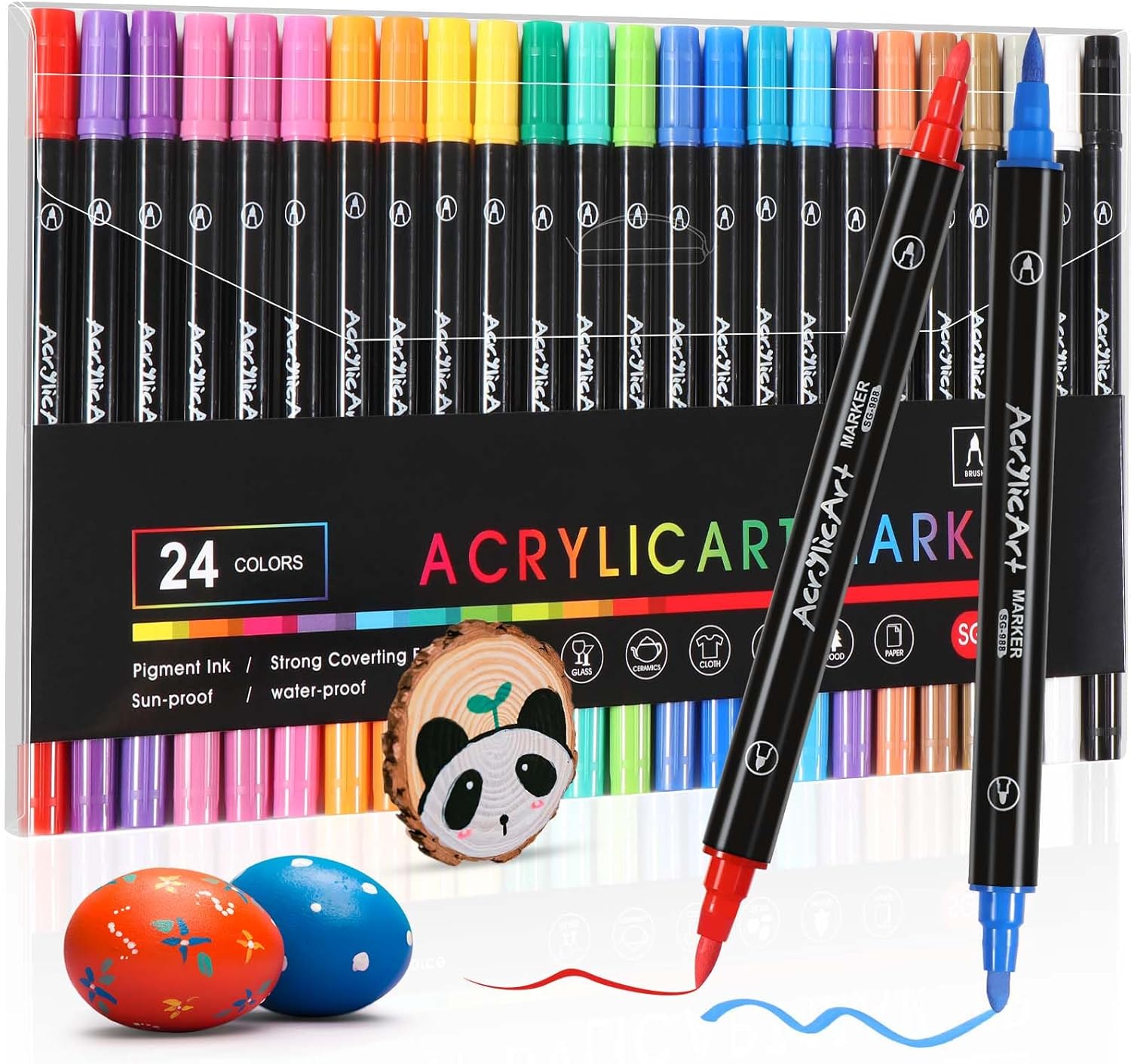 Diboniur 24 Colori Pennarelli Acrilici Doppia Punta - immagine 1