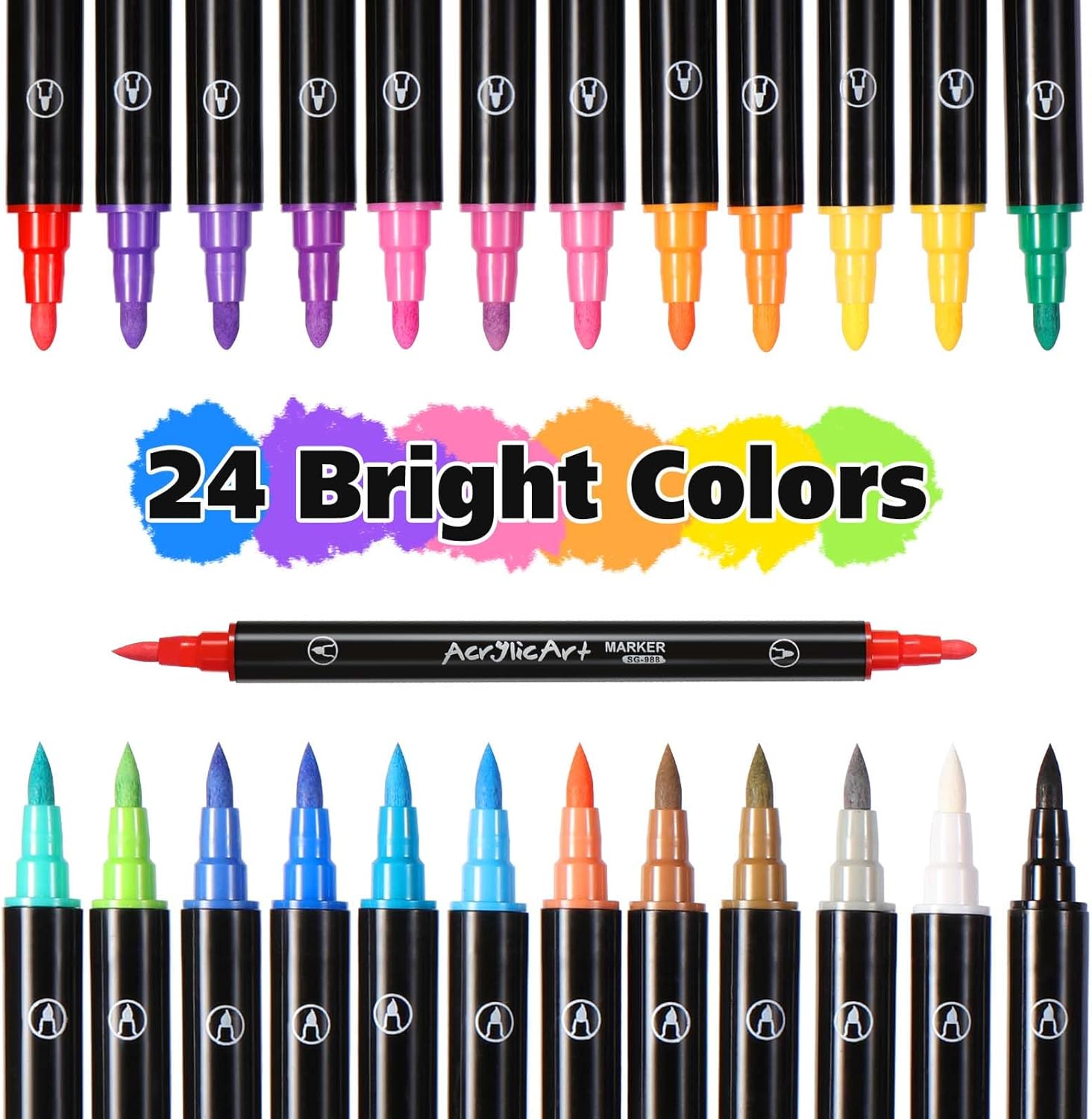 Diboniur 24 Colori Pennarelli Acrilici Doppia Punta - immagine 2