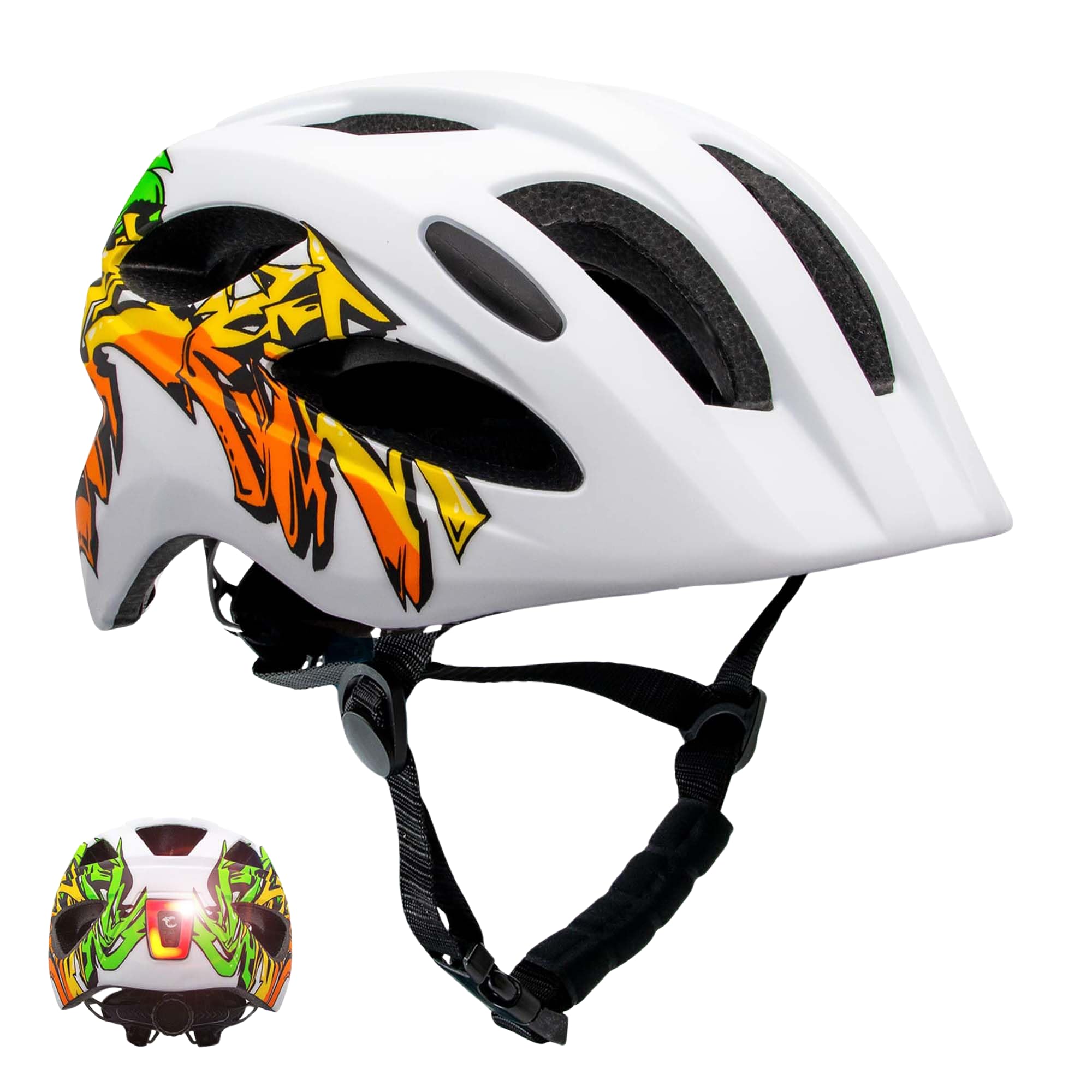 Crazy Safety Bicycle Helmet with USB Light (Rosa, 54-58)