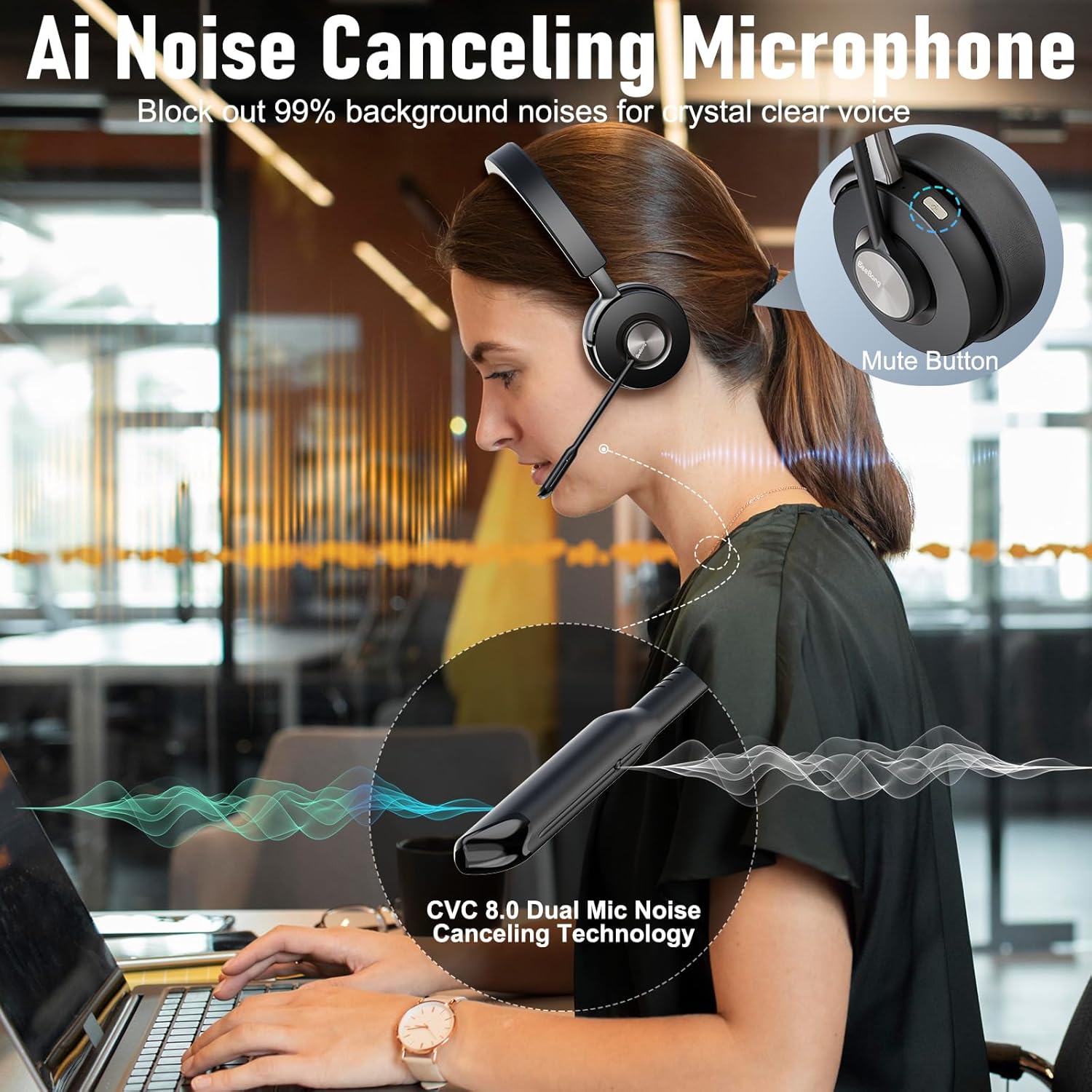 Cuffie Wireless ANC Ibrido con Microfono - immagine 3