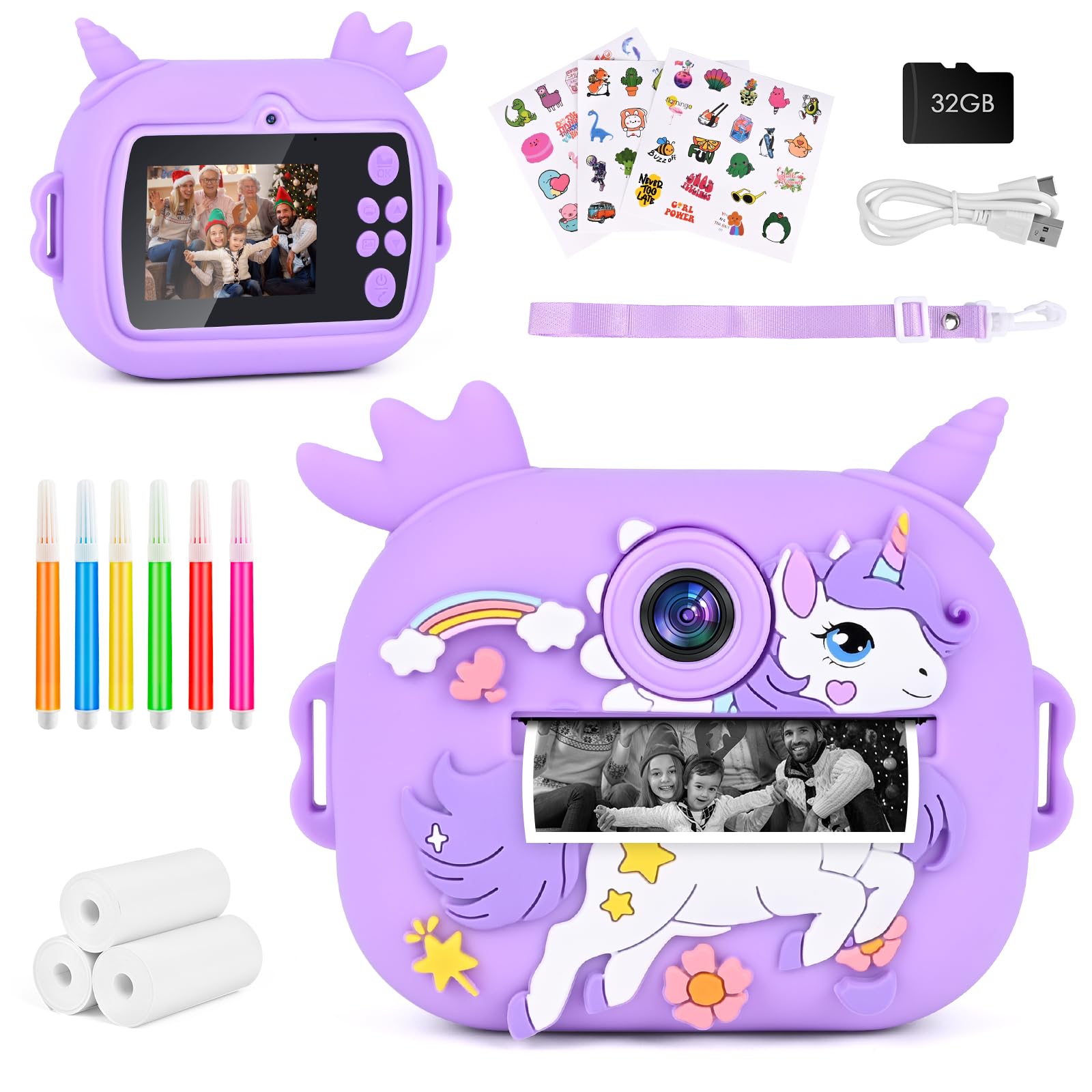 Macchina Fotografica per Bambini 1080P, Viola