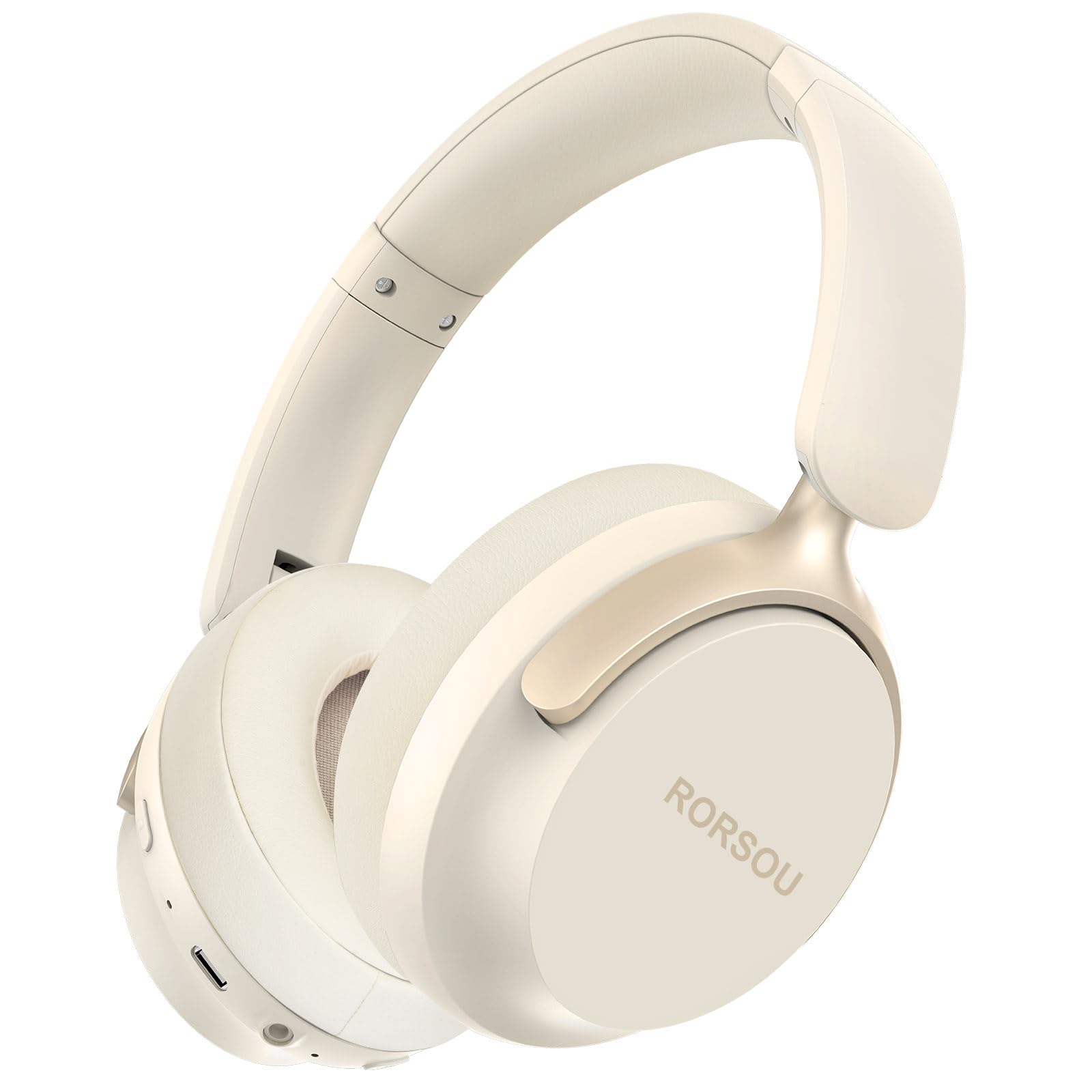 Rorsou B8 Cuffie Bluetooth On-Ear 50h, Beige Bianco