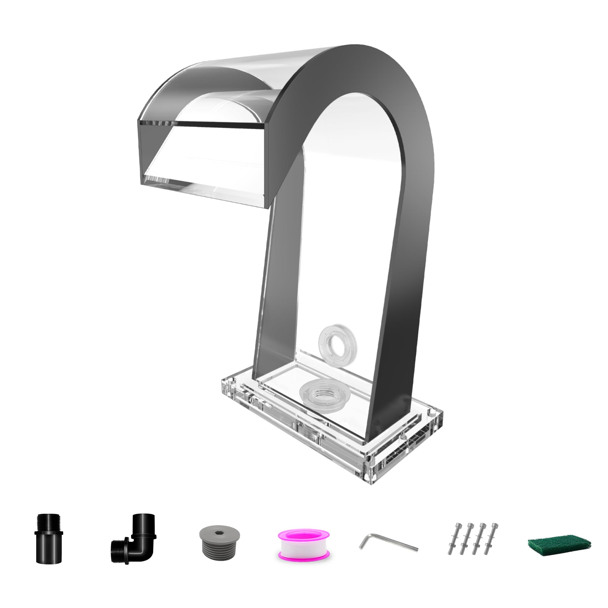 Longrunnew Fontana Curva per Piscina a Cascata, 42cm