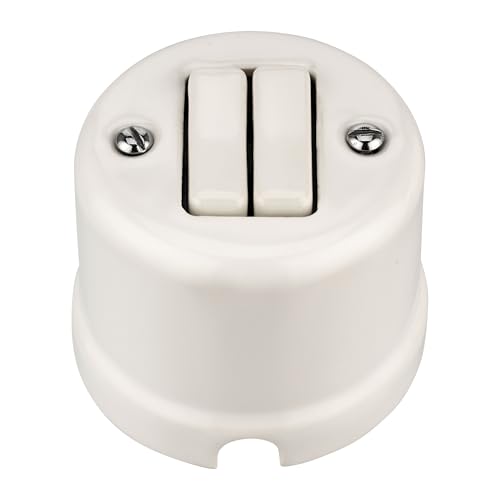 Porcellana Retrò Doppio Interruttore Serie QR1, Bianco