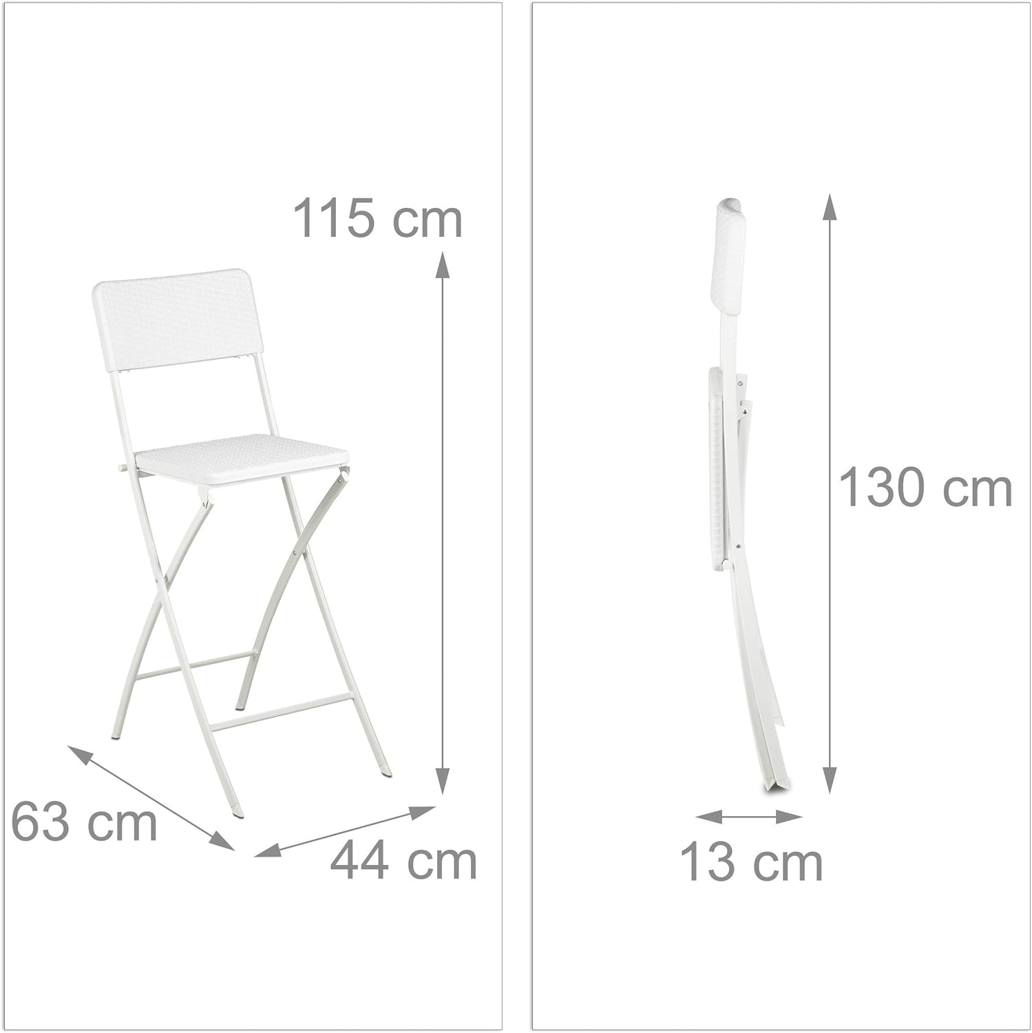 Relaxdays Sgabello Alto Pieghevole con Schienale (Set 2) - immagine 3