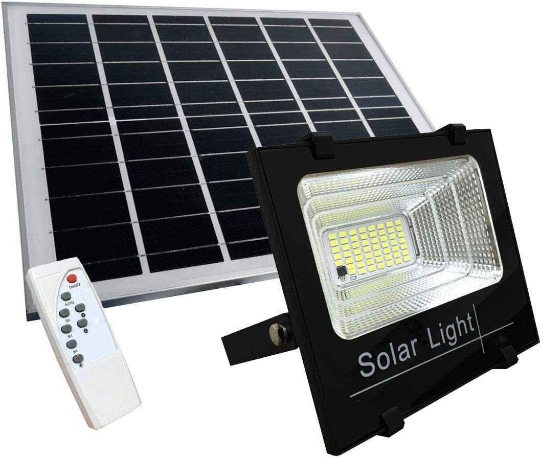 Faretto A Led Con Pannello Solare Crepuscolare 10W E Telecomando A Distanza