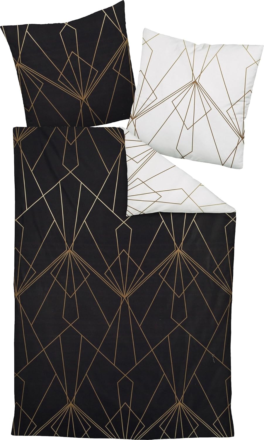 Janine Biancheria Letto Raso Makò 155x220cm, Marrone-Nero