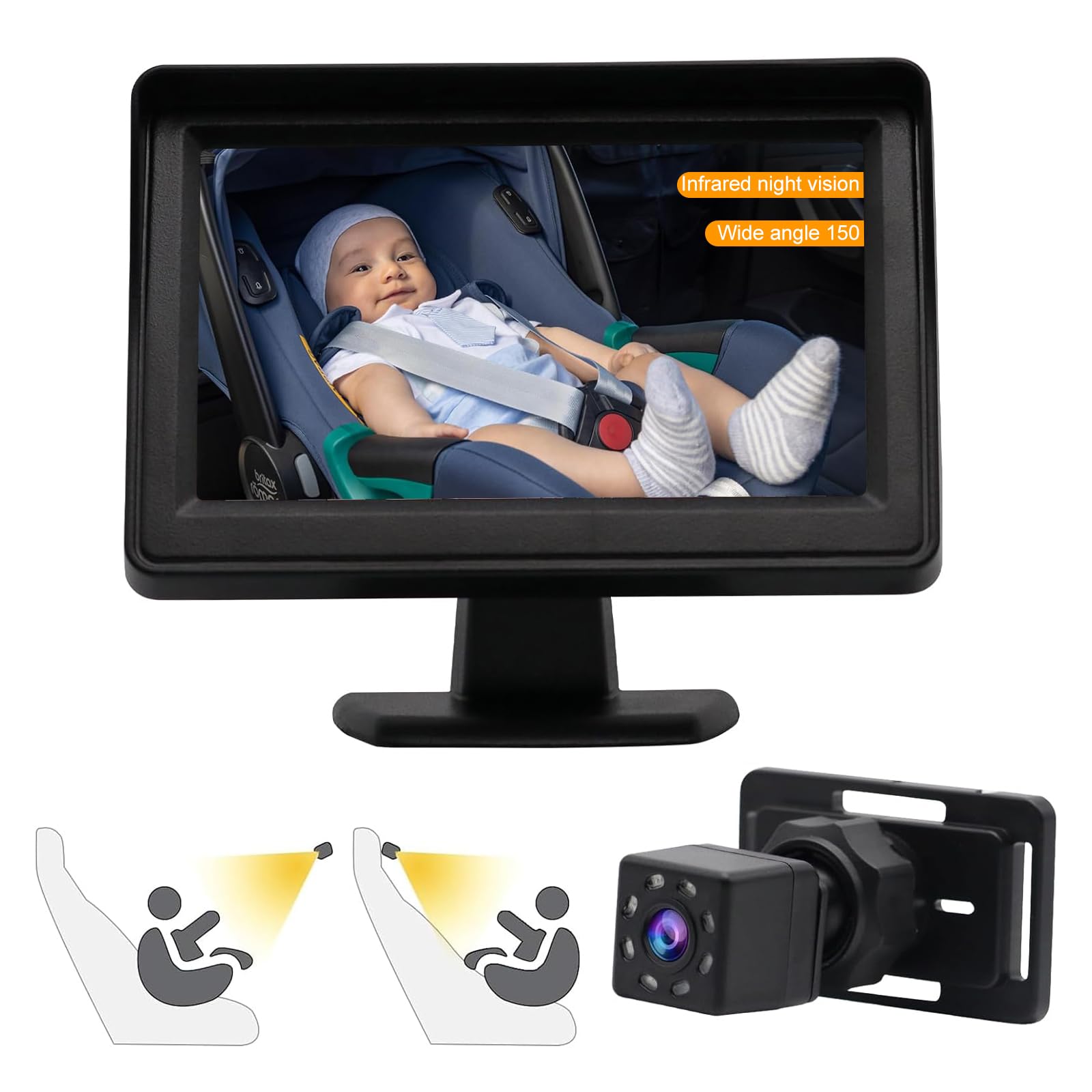 Obest Telecamera Auto Specchio per Bambini 1080P
