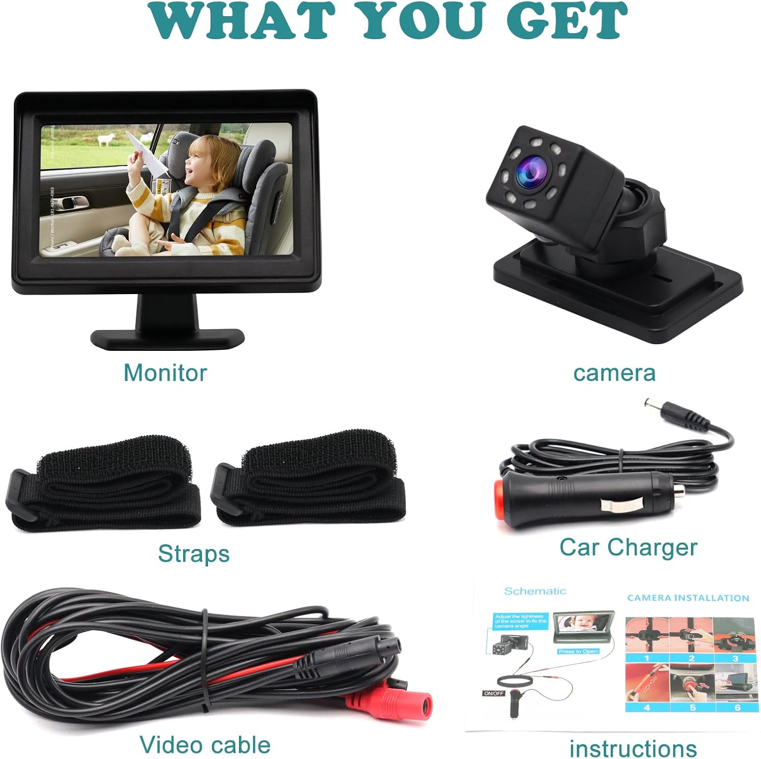 Obest Telecamera Auto Specchio per Bambini 1080P - immagine 7