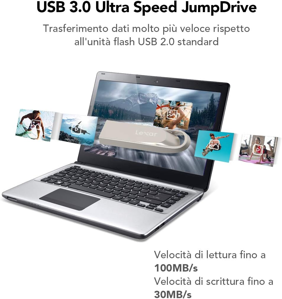Lexar Chiavetta USB 64 GB 3.0 Metallo - immagine 2