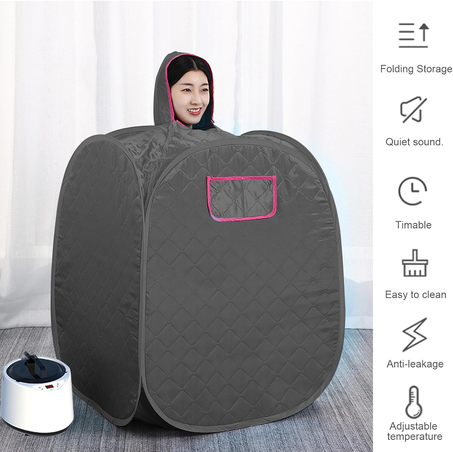 Sauna a Vapore 2L SPA con Tenda e Telecomando - immagine 4