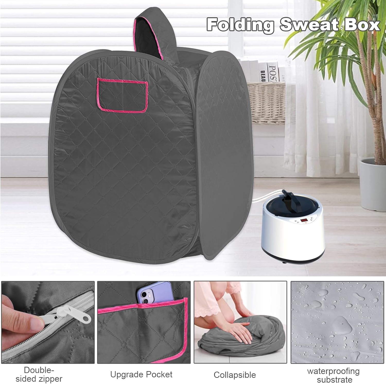 Sauna a Vapore 2L SPA con Tenda e Telecomando - immagine 5