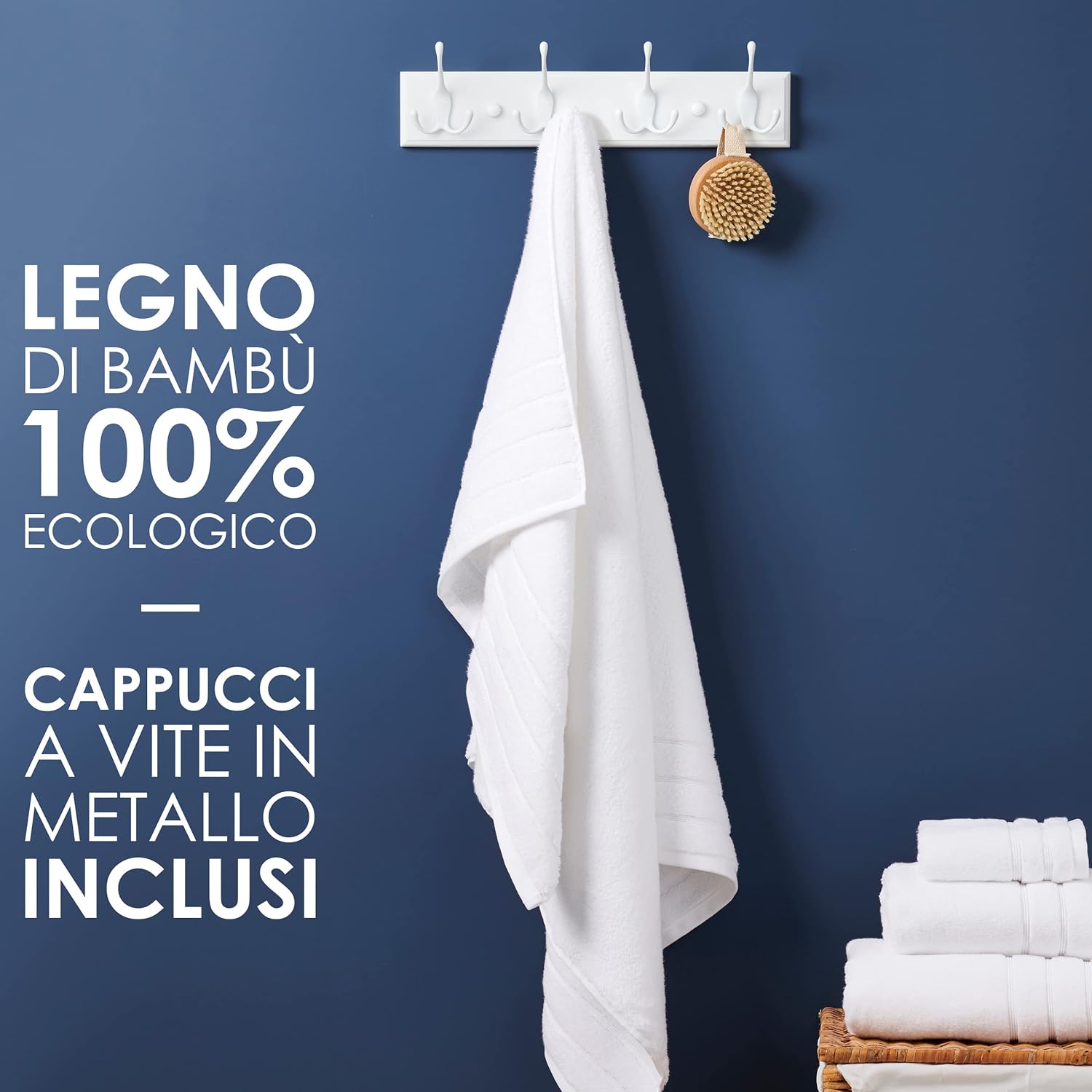 Larhn Appendiabiti da Parete Bianco 4 Ganci Tripli - immagine 3