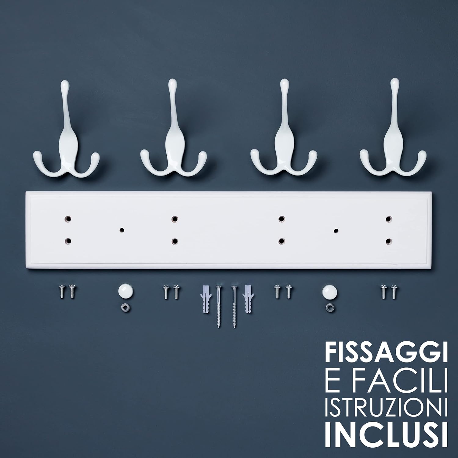 Larhn Appendiabiti da Parete Bianco 4 Ganci Tripli - immagine 5