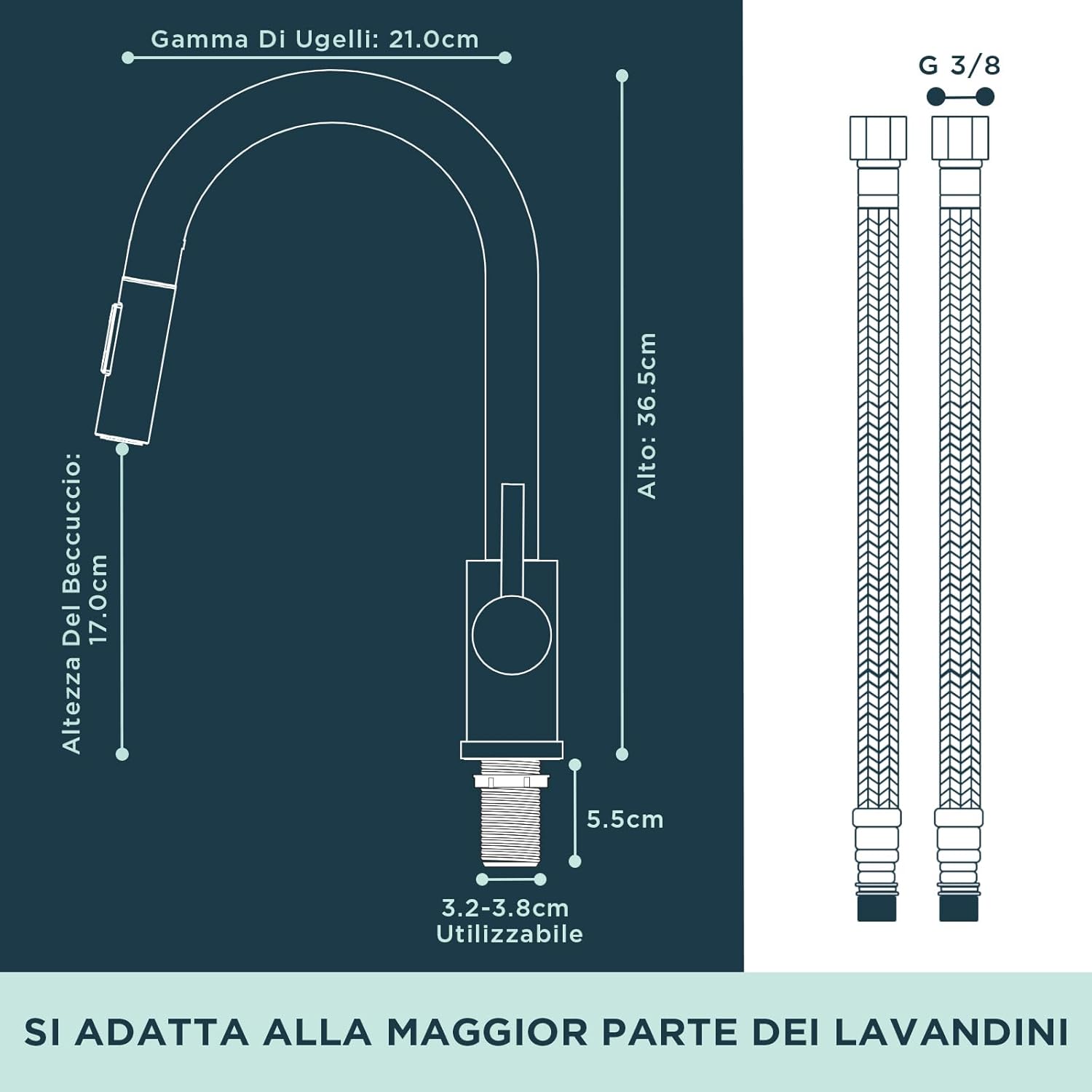 Forious Rubinetto Cucina Nero con Doccetta Estraibile - immagine 6