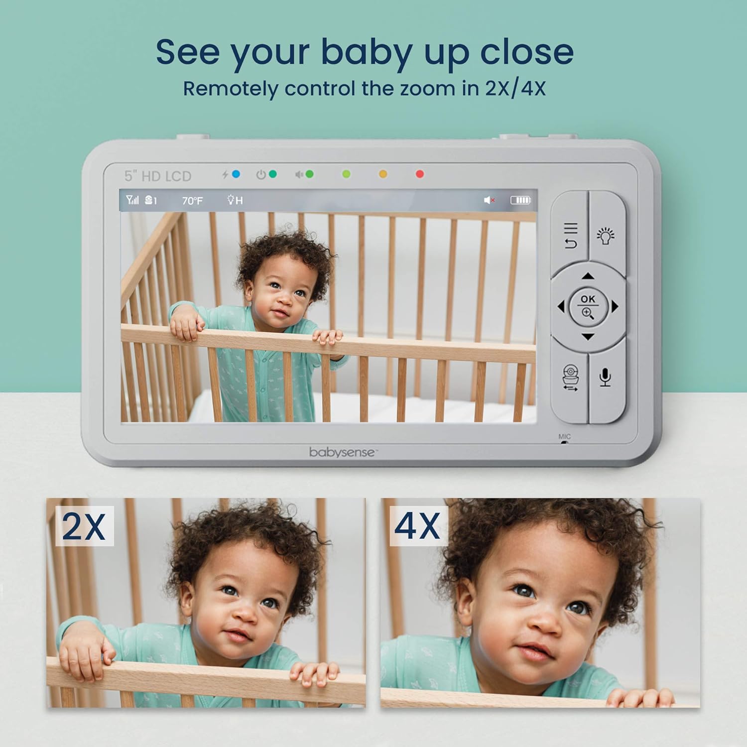Babysense Baby Monitor Video HD 5" con Schermo Split - immagine 5