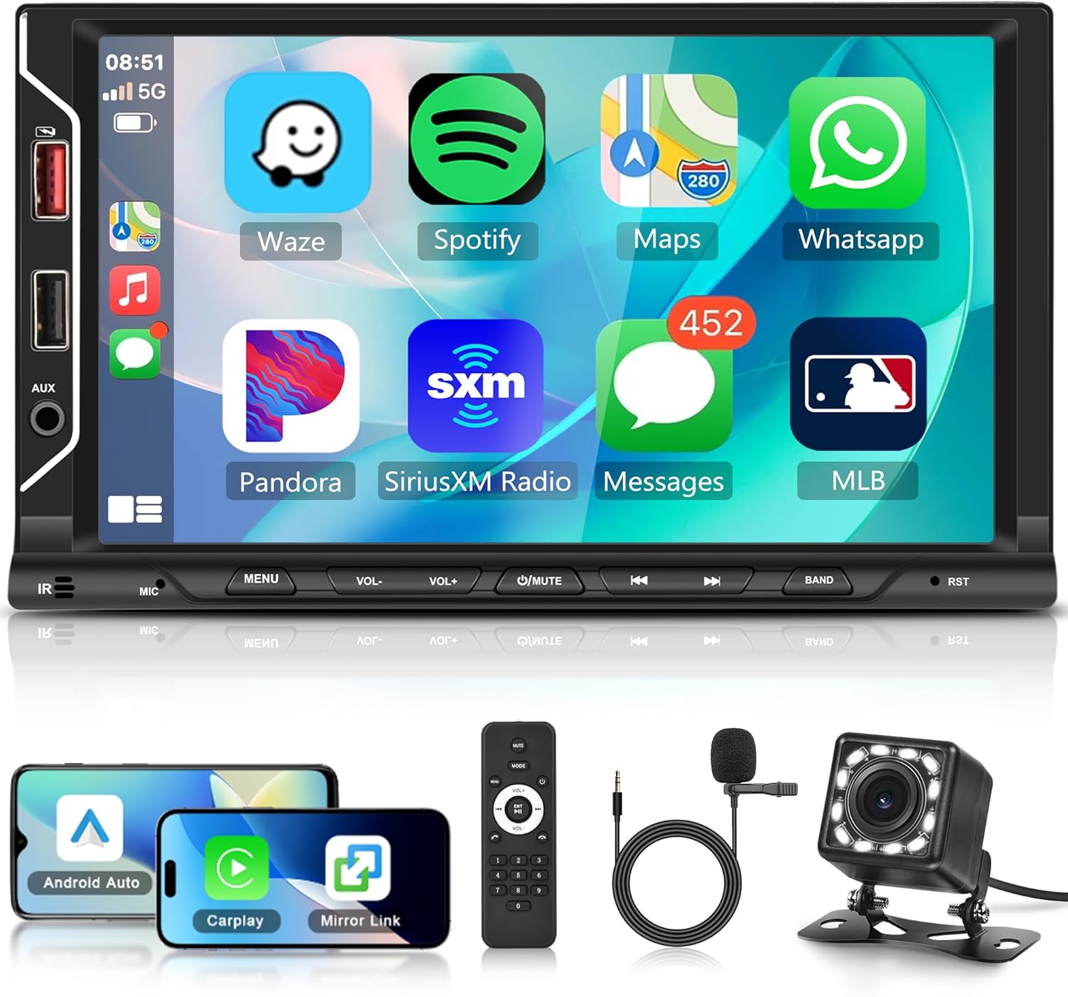 Rimoody Autoradio 2 Din con Wireless Carplay Android Auto - immagine 1