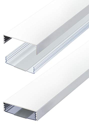 Alunovo Canalina Cavi Alluminio Autoadesiva 140cm, Bianco Opaco