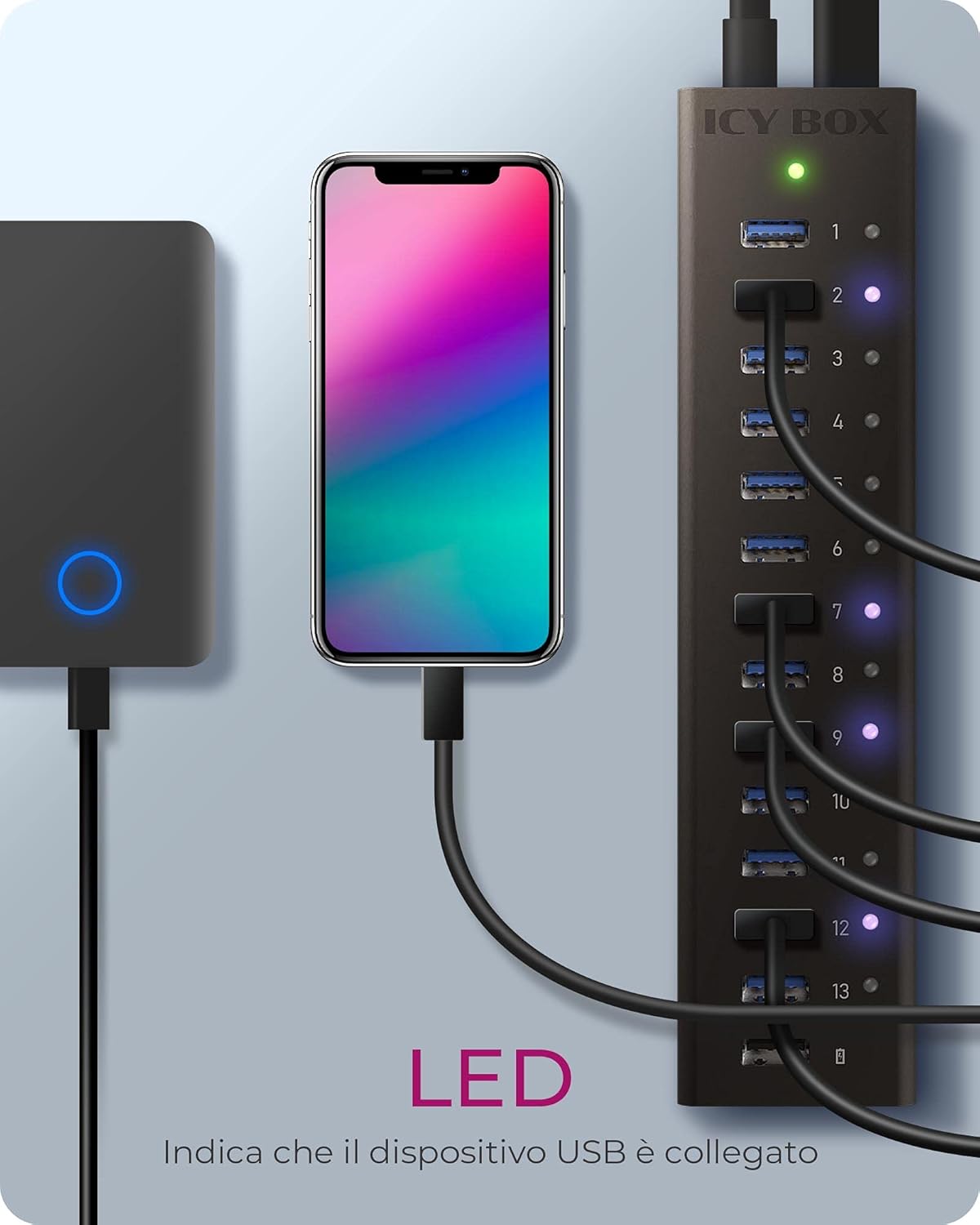 ICY BOX IB-AC6113 USB 3.0 (3.1 Gen 1) Type-B 5000 Mbit/s Nero - immagine 2