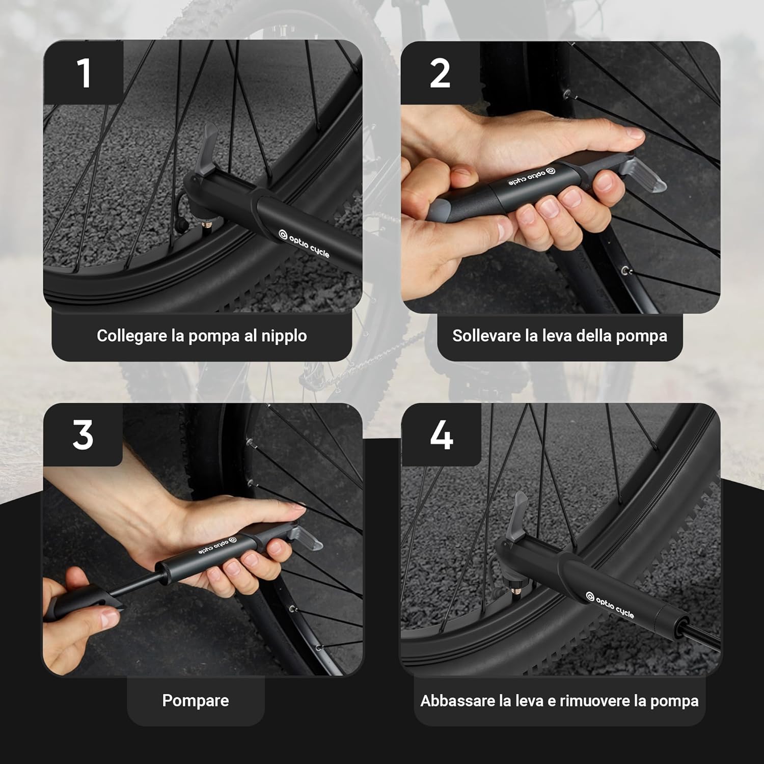 Optio Cycle Mini Pompa Bici Portatile 120 PSI - immagine 4