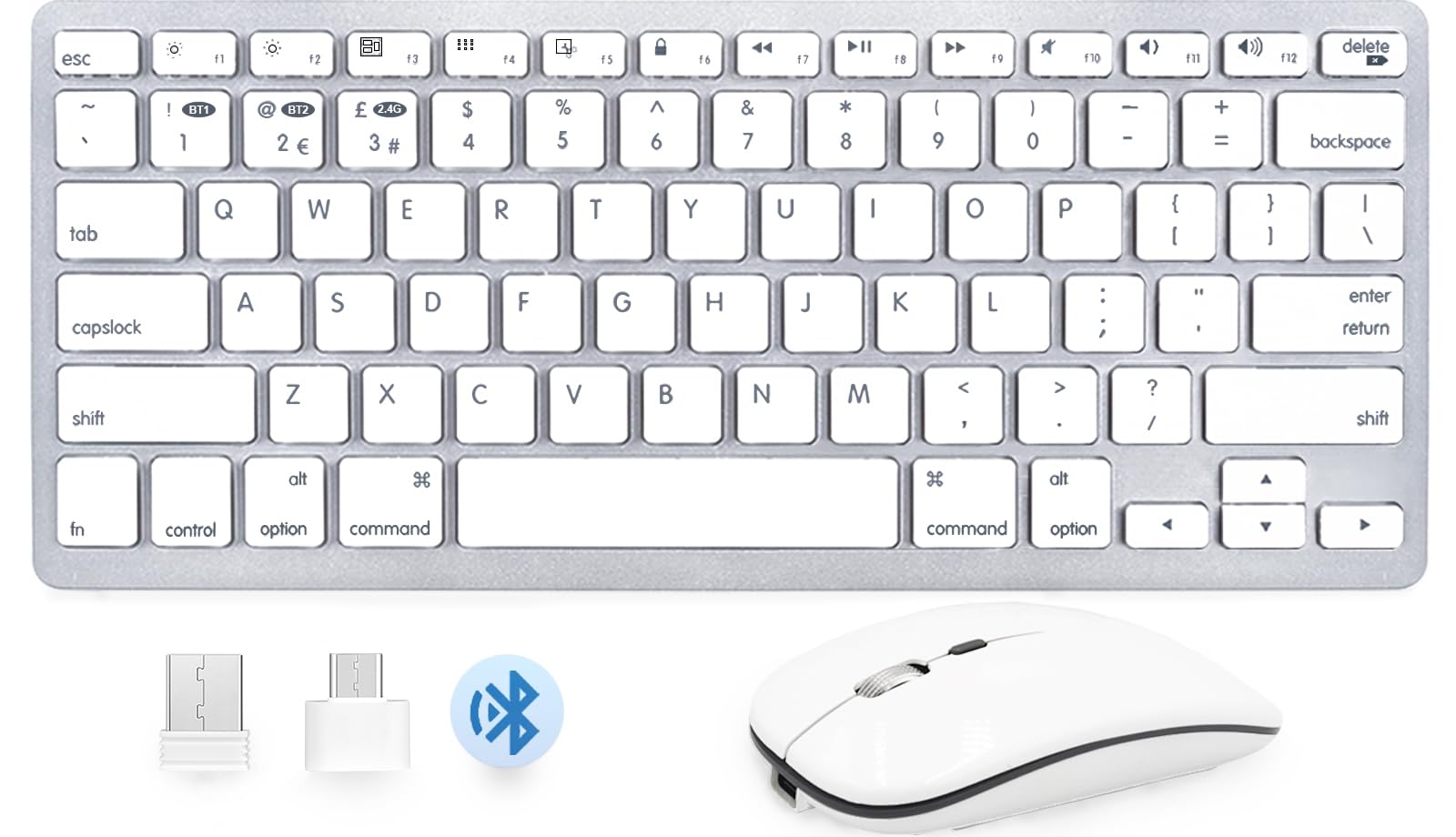 Tastiera e Mouse Wireless Ricaricabili per Mac, Argento