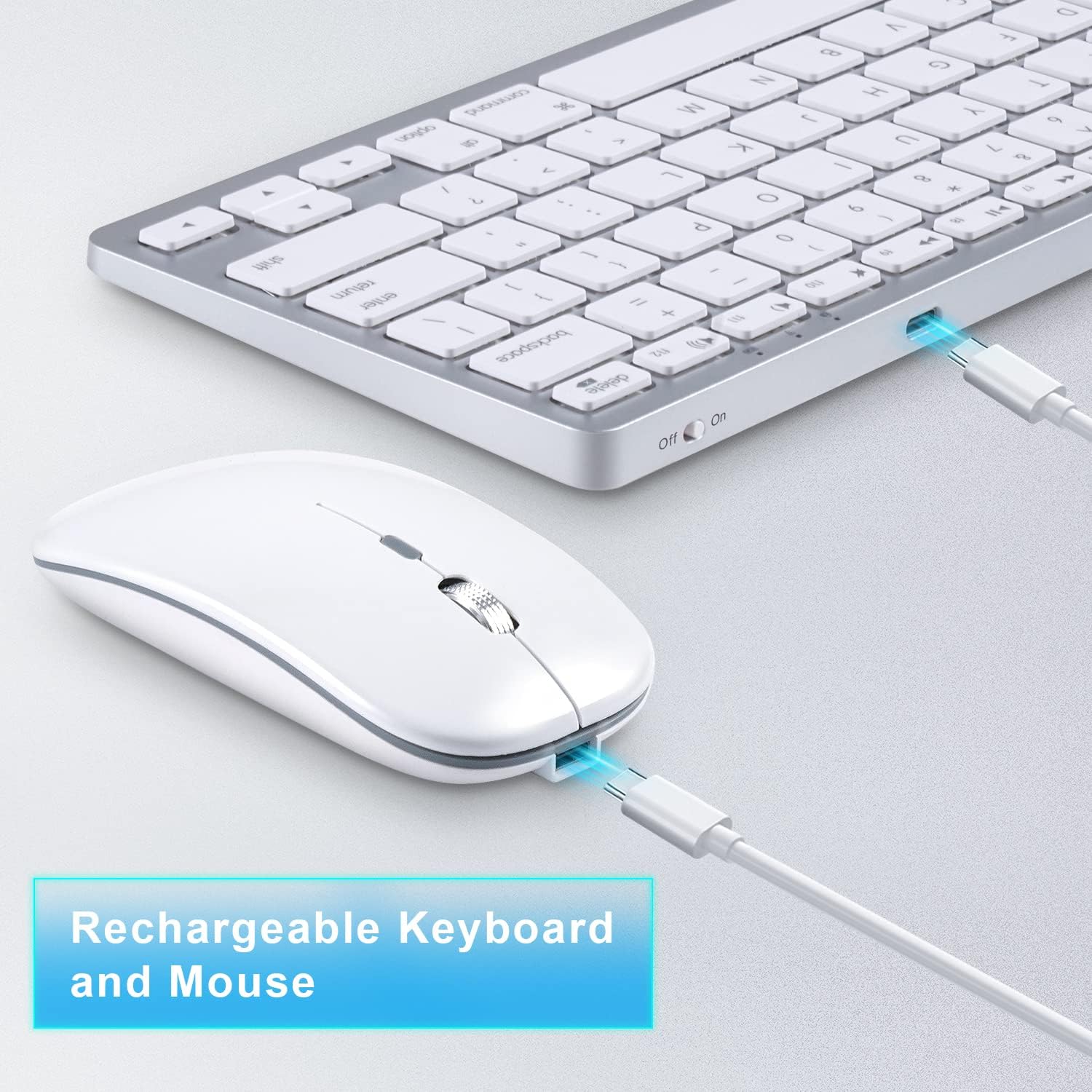 Tastiera e Mouse Wireless Ricaricabili per Mac, Argento - immagine 3