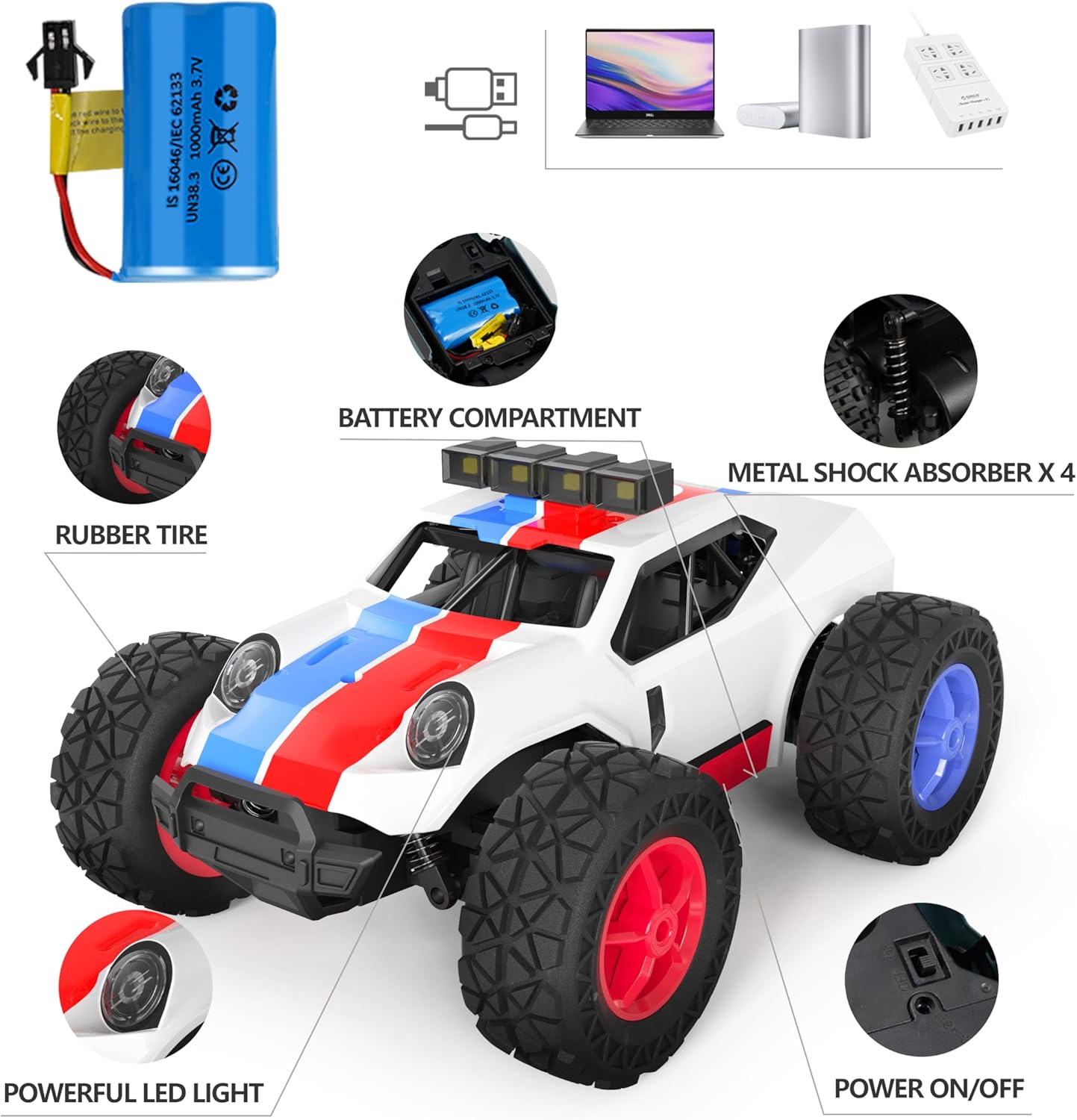 Kizeefun Auto Telecomandata Fuoristrada 2.4GHz 20km/h - immagine 3