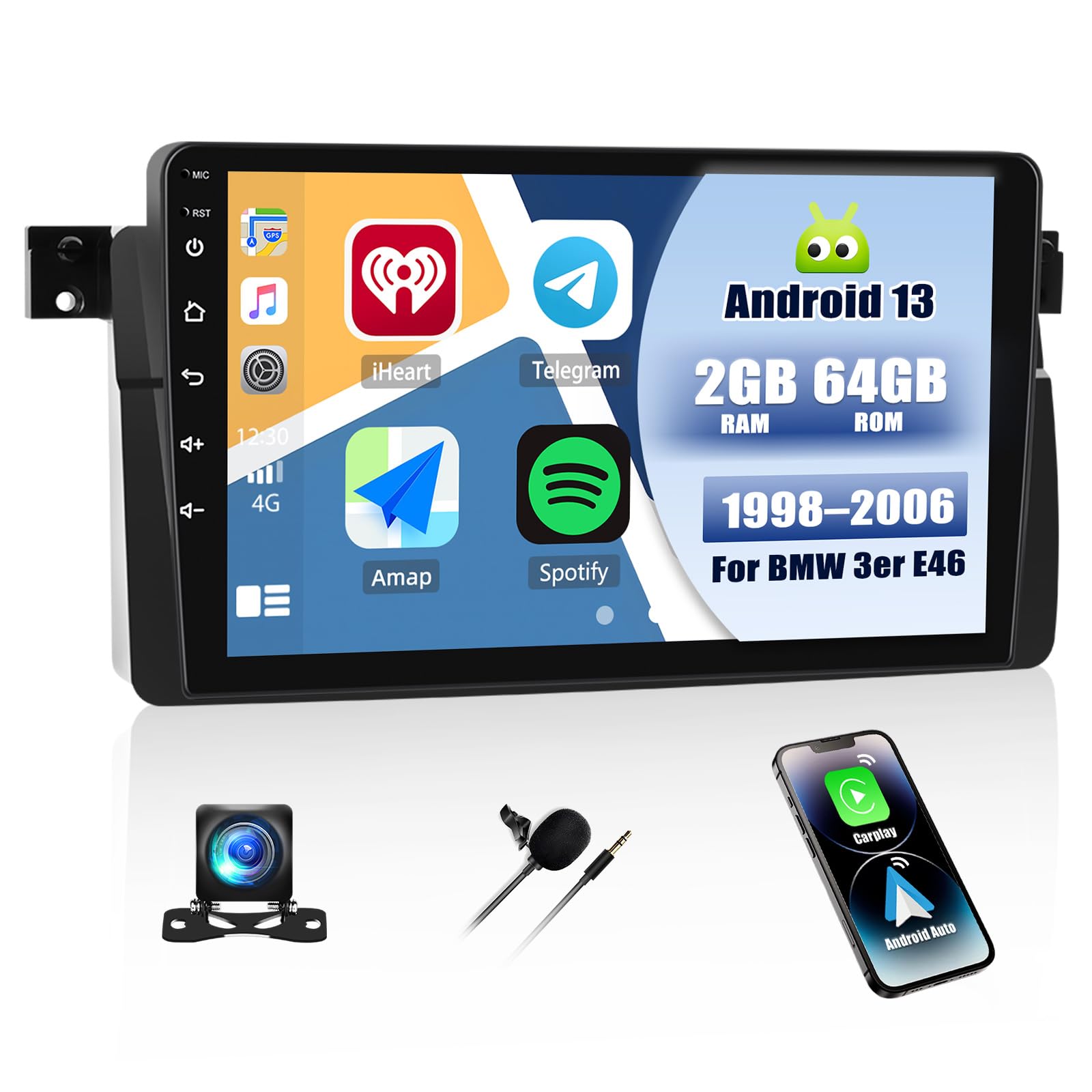 Autoradio Android 13 9" per BMW Serie 3 E46 (1998-2006)