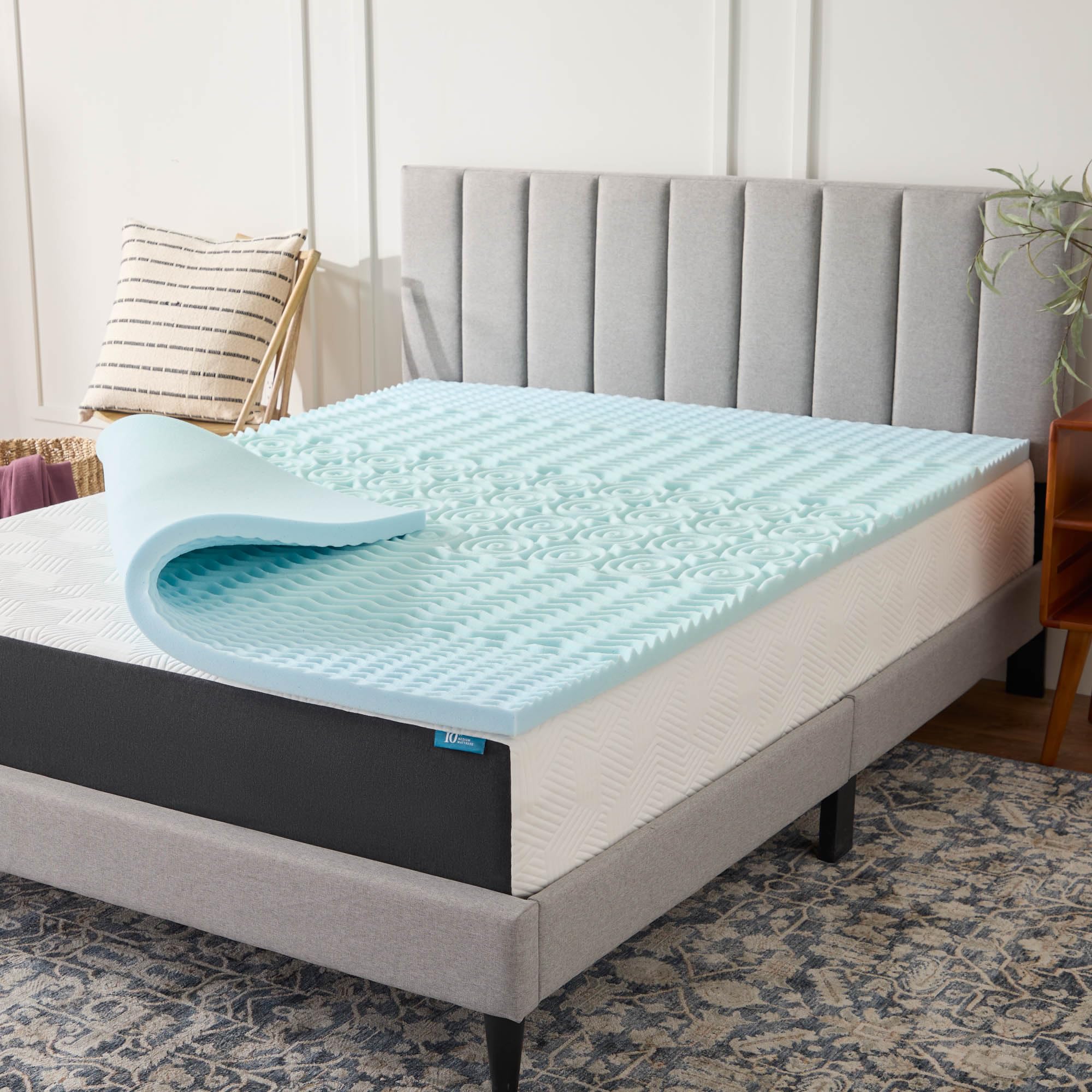 LUCID 2 Inch Zoned Gel Memory Foam Mattress Topper, Twin XL