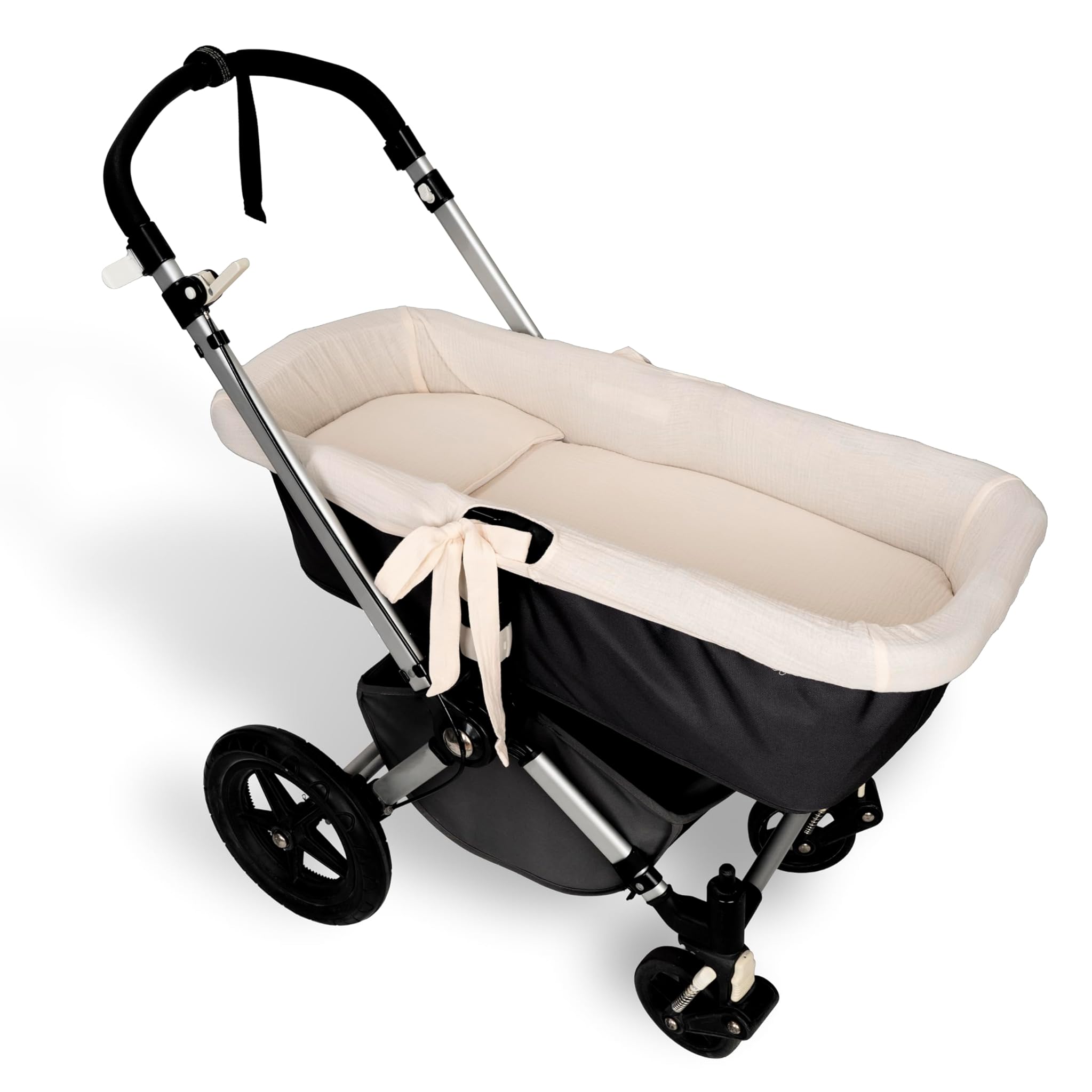 Set 3 Pezzi Copri Navicella Mussola 100% Cotone, Beige