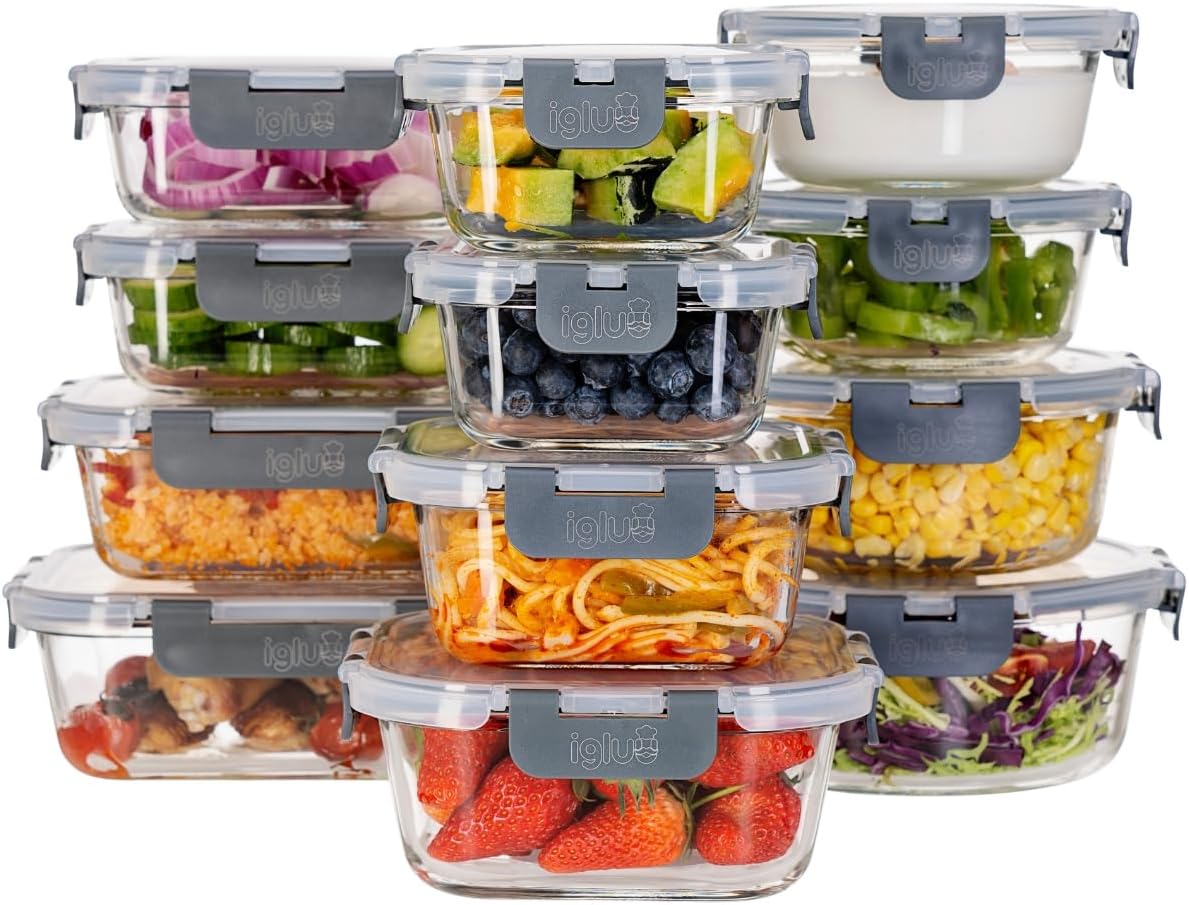 Igluu Meal Prep - Contenitori in Vetro con Coperchi (12 pz) - immagine 1