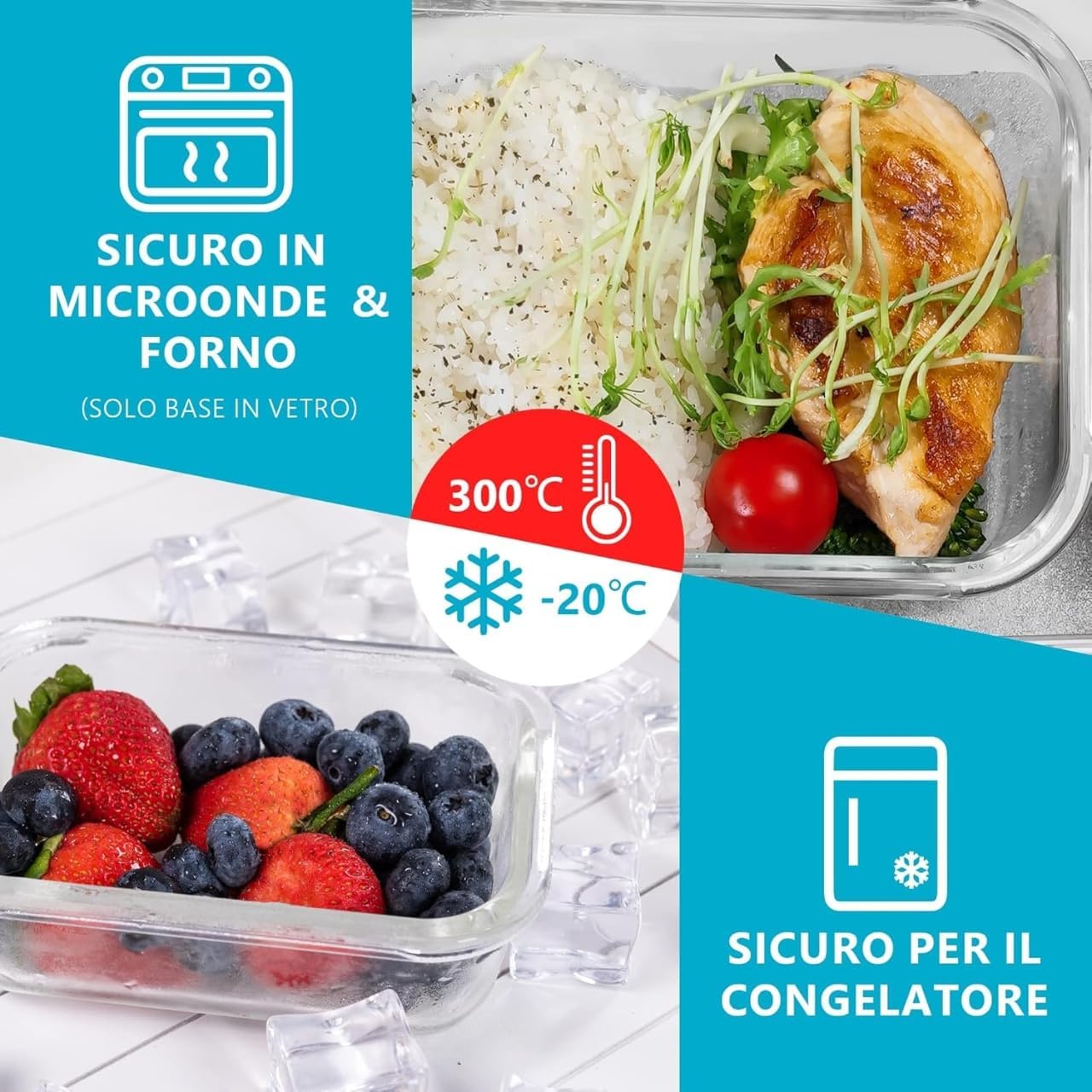 Igluu Meal Prep - Contenitori in Vetro con Coperchi (12 pz) - immagine 3