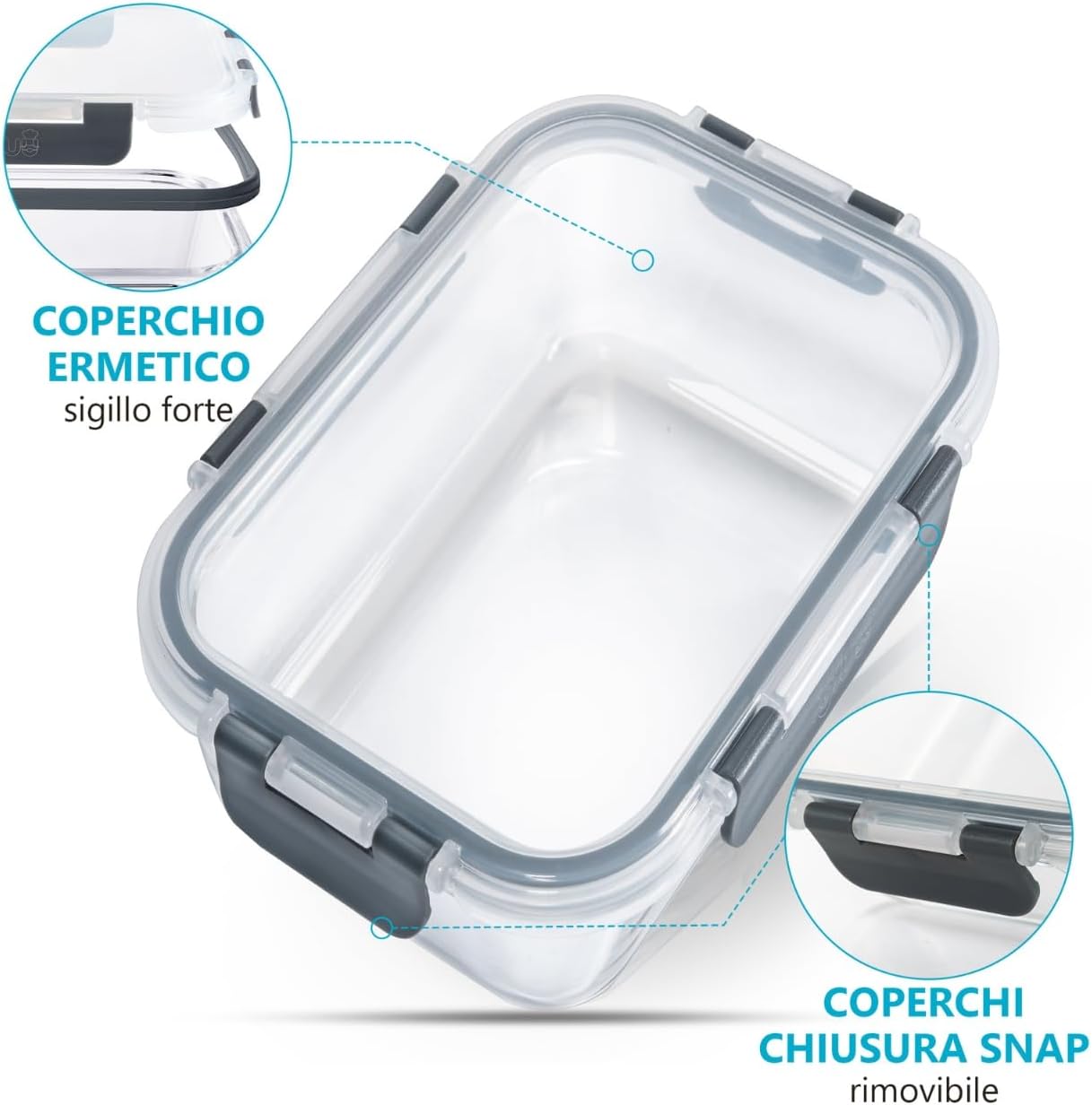 Igluu Meal Prep - Contenitori in Vetro con Coperchi (12 pz) - immagine 4