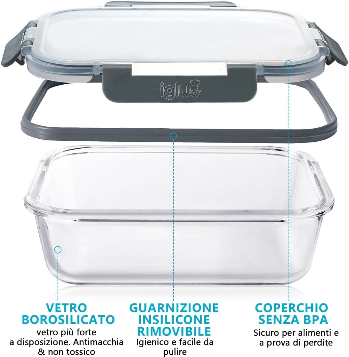 Igluu Meal Prep - Contenitori in Vetro con Coperchi (12 pz) - immagine 5