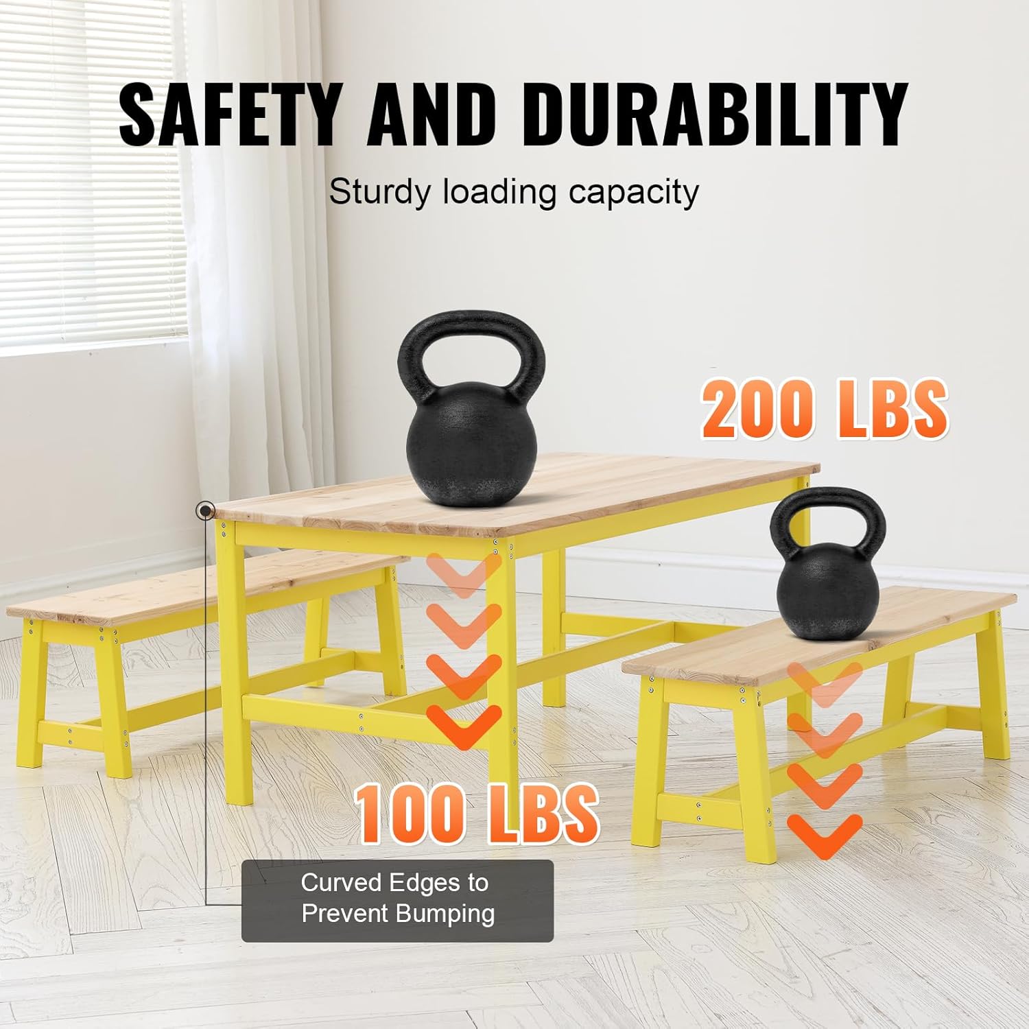 Vevor Mobili per Bambini - 1 Tavolo e 2 Panchine - immagine 5