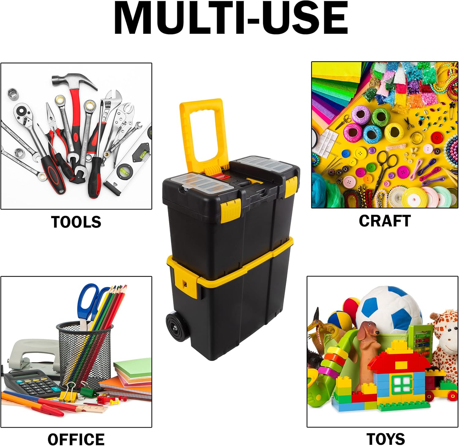 Stalwart impilabile mobile porta attrezzi con ruote - immagine 5