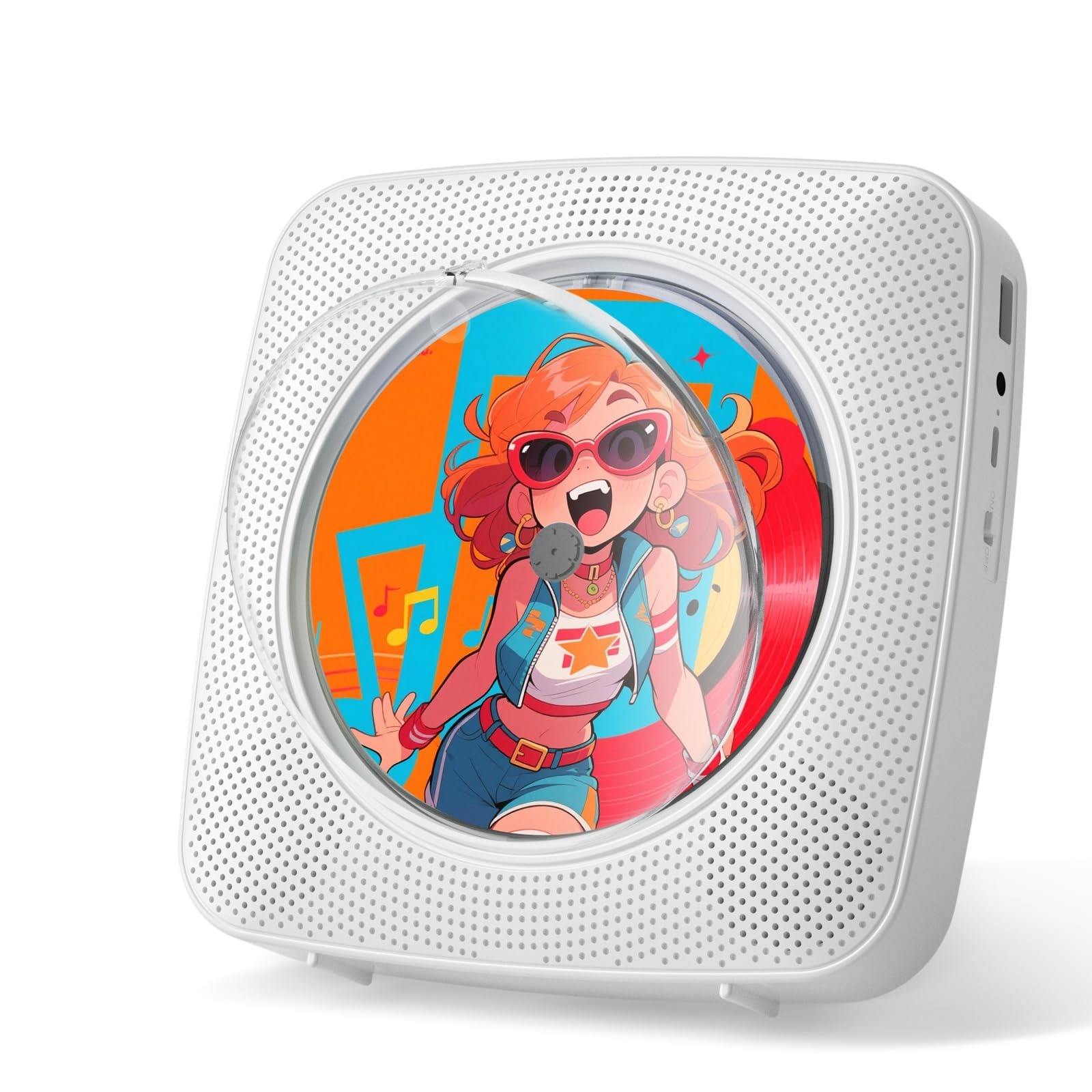 Gueray Lettore CD Portatile Hifi Bluetooth, Bianco