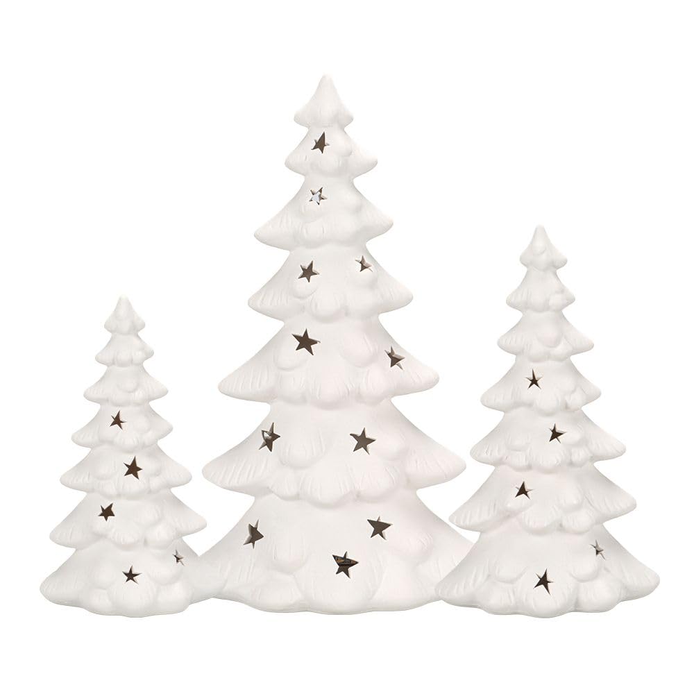 Ideen Mit Herz | Abete a LED in porcellana, 3 pezzi