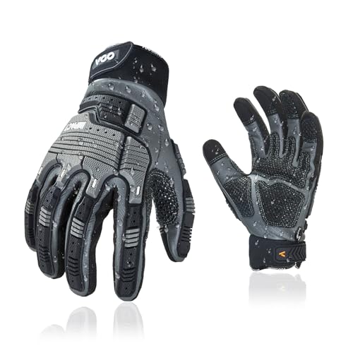 Vgo... Guanti Lavoro Antivibrazione e Anti-impatto (M, Grigio)