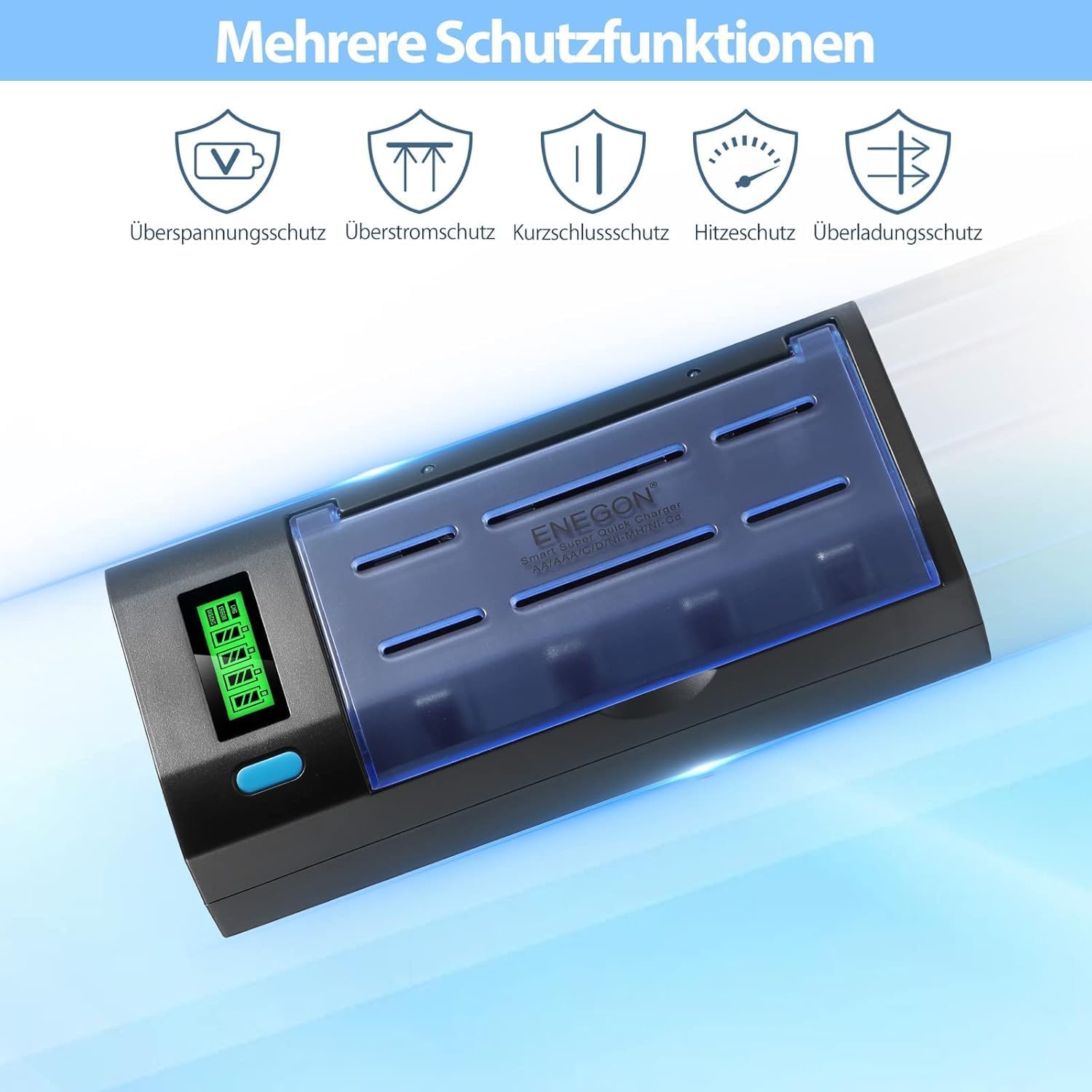 Enegon Caricabatterie Universale per Batterie Ricaricabili - immagine 6