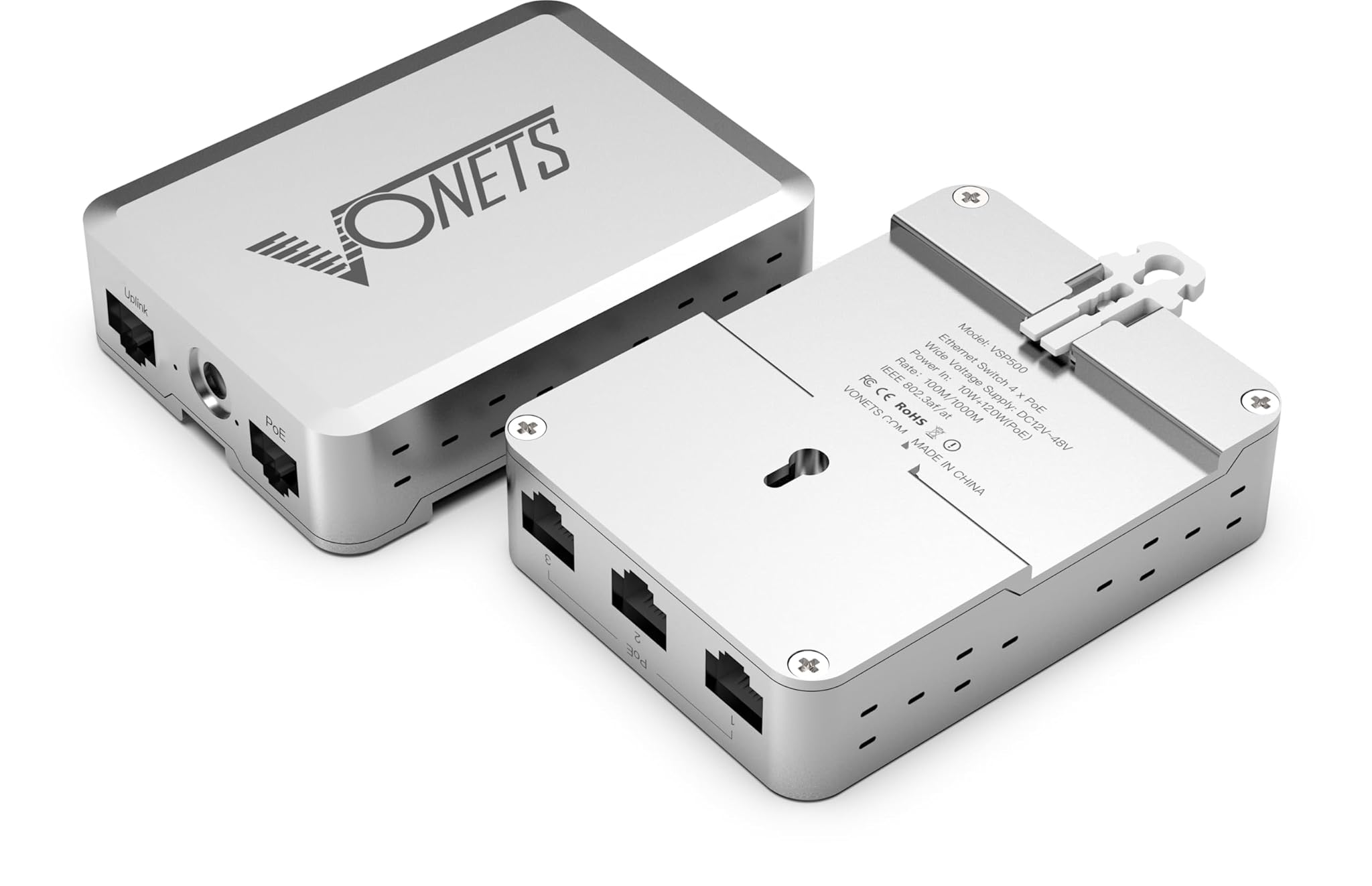 VONETS VSP500 - Switch PoE a 5 porte Gigabit con 4 uscite PoE, 1 uplink, switch Ethernet/switch di rete IEEE/PoE 802.3at/af per porta di rete Extender PoE, switch Ethernet Gigabit Plug and Play