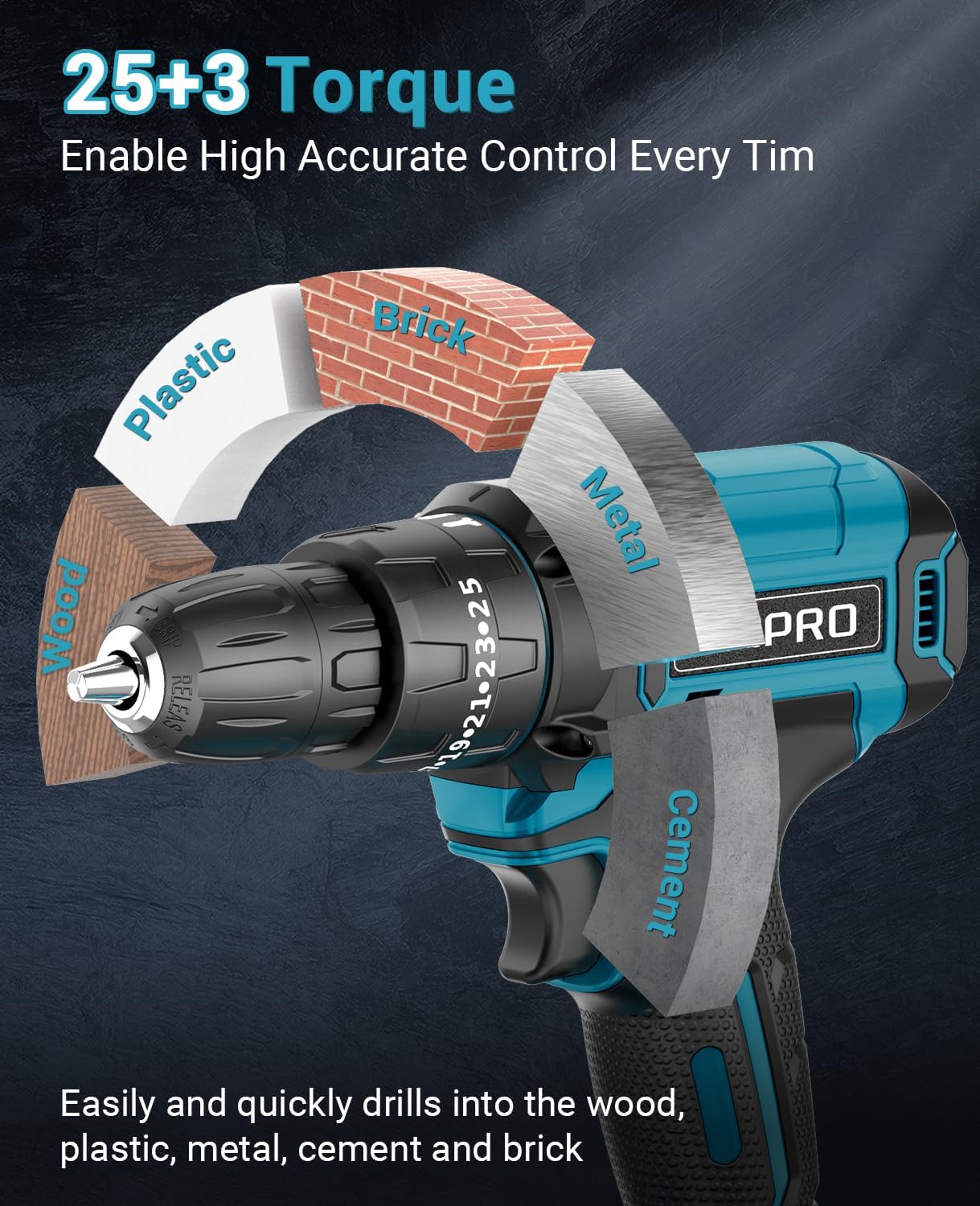 Mhpro Trapano Avvitatore a Batteria 21V con 2 Batterie 2.0Ah - immagine 2