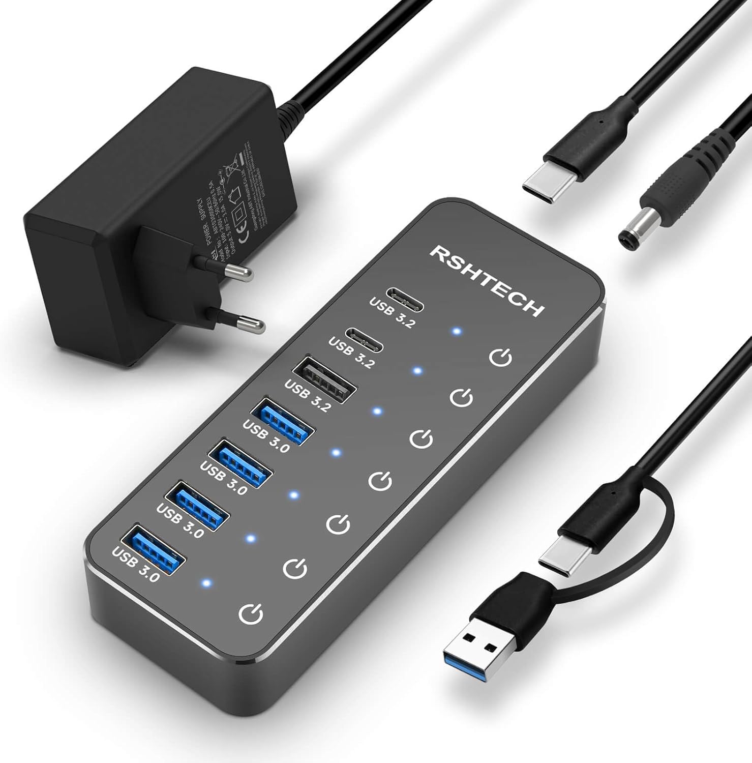 Rshtech Hub USB 3.2 Alimentato a 7 porte 10Gbps - immagine 1