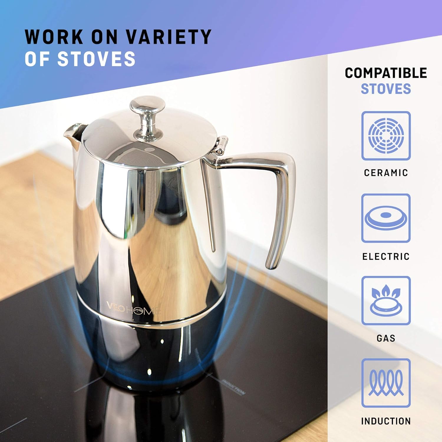 Veohome Caffettiera Induzione 10 Tazze 500 ml - immagine 4